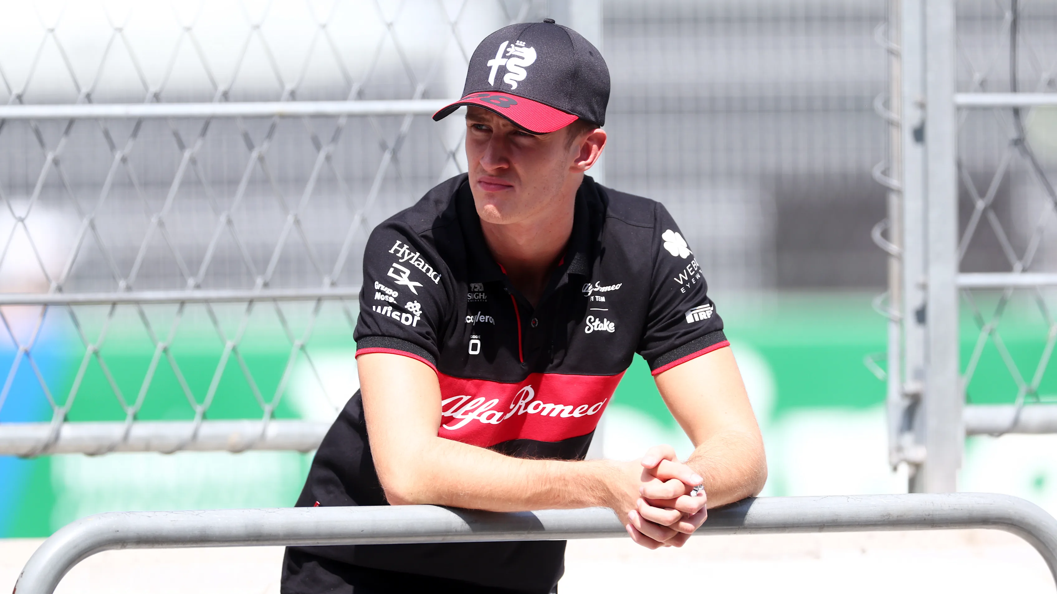 MEXICO CITY, MEXICO - OCTOBER 27: Theo Pourchaire of France and Alfa Romeo F1 looks on from the
