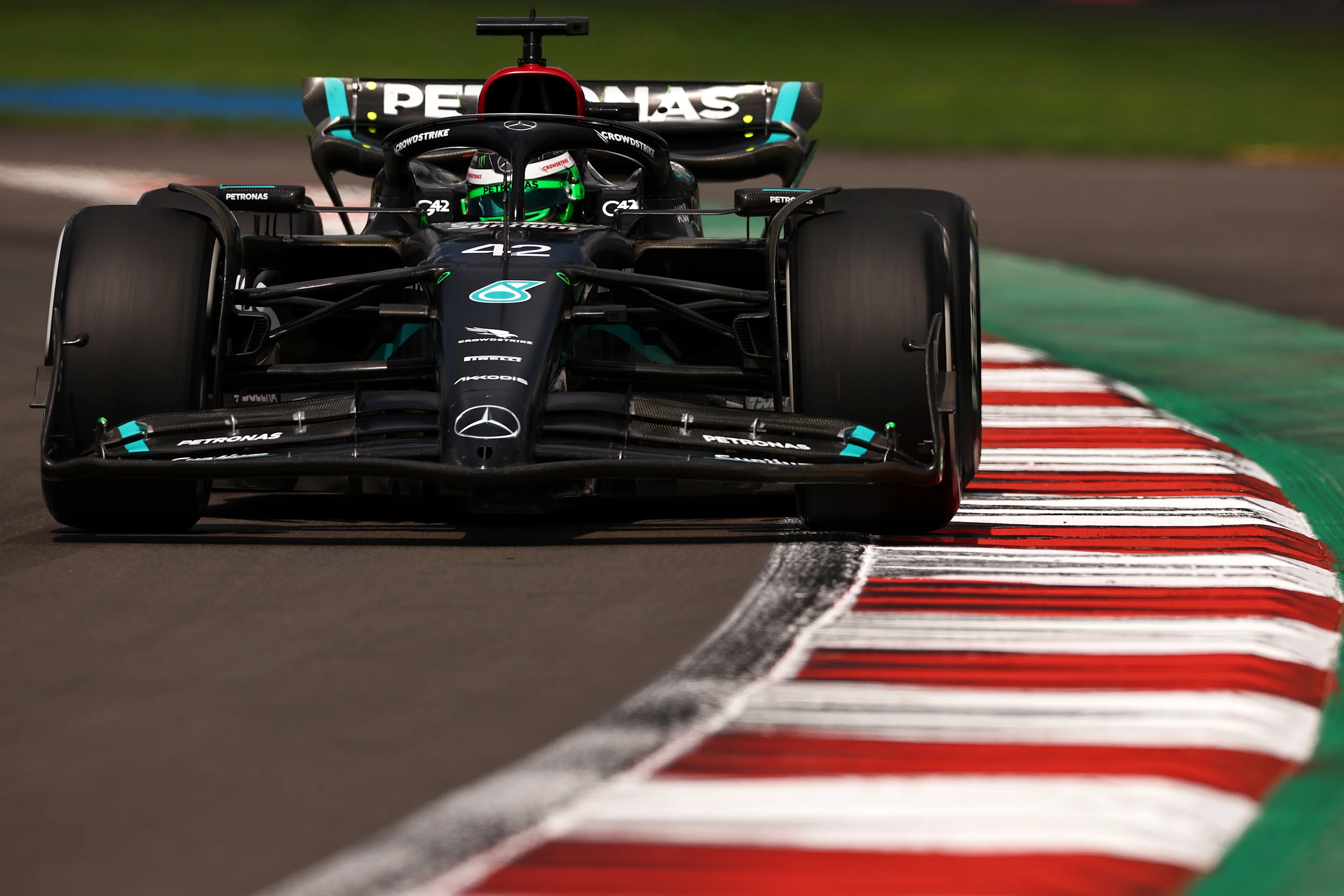 MEXICO CITY, MEXICO - OCTOBER 27: Frederik Vesti of Denmark driving the (42) Mercedes AMG Petronas