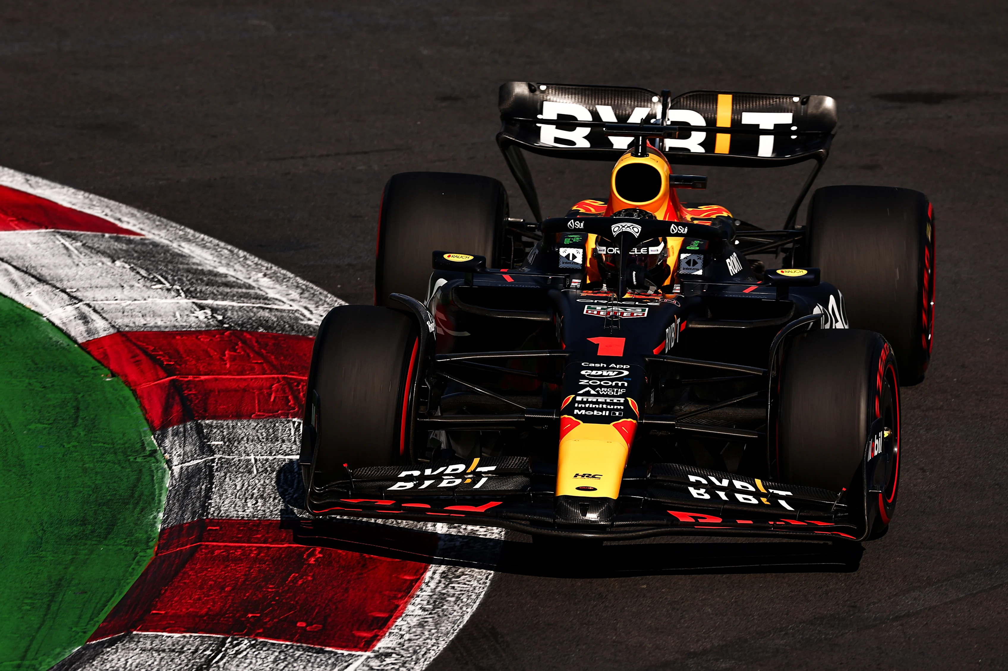 MEXICO CITY, MEXICO - OCTOBER 28: Max Verstappen of the Netherlands driving the (1) Oracle Red Bull