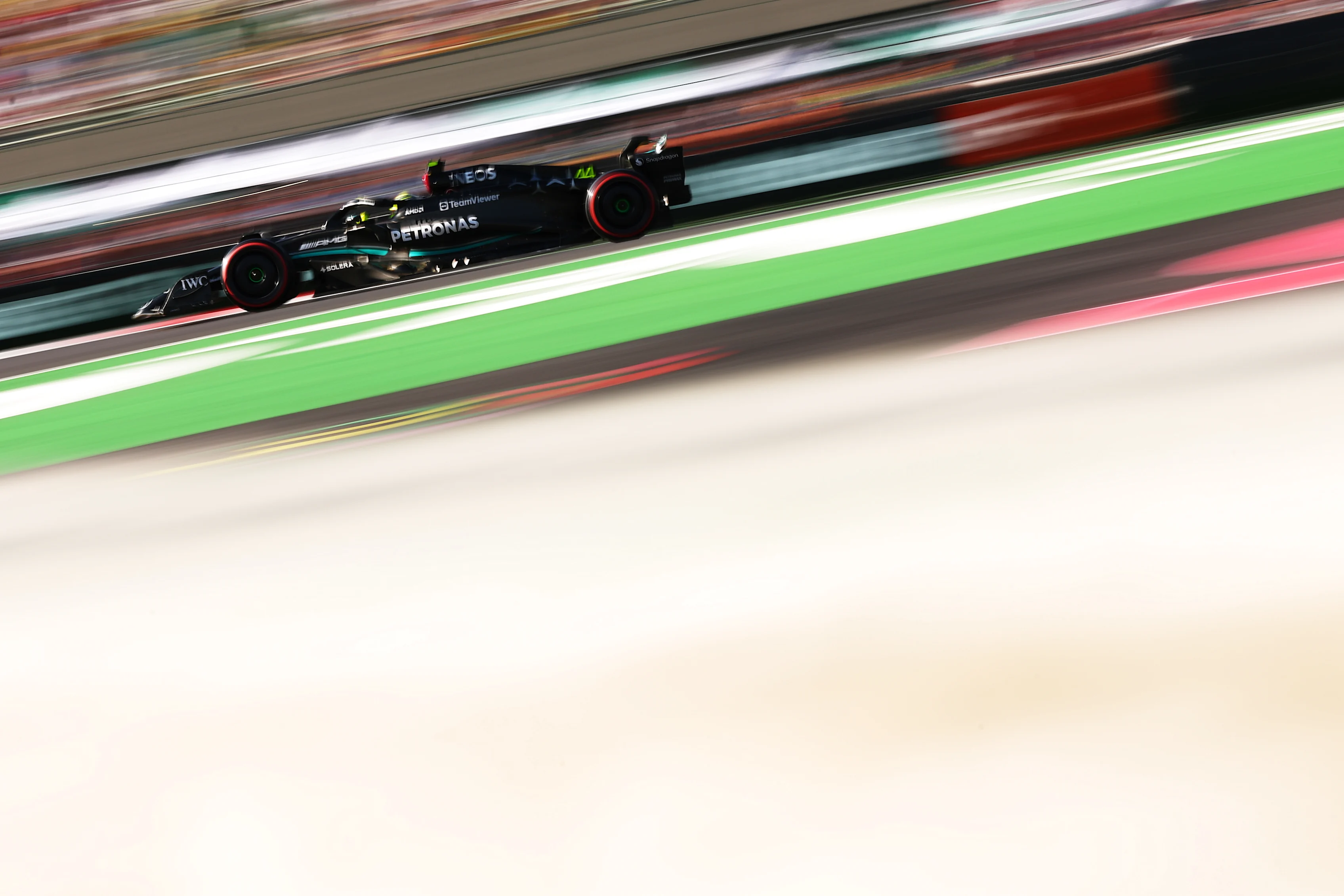 MEXICO CITY, MEXICO - OCTOBER 28: Lewis Hamilton of Great Britain driving the (44) Mercedes AMG Petronas F1 Team W14 on track during qualifying ahead of the F1 Grand Prix of Mexico at Autodromo Hermanos Rodriguez on October 28, 2023 in Mexico City, Mexico. (Photo by Jared C. Tilton/Getty Images)