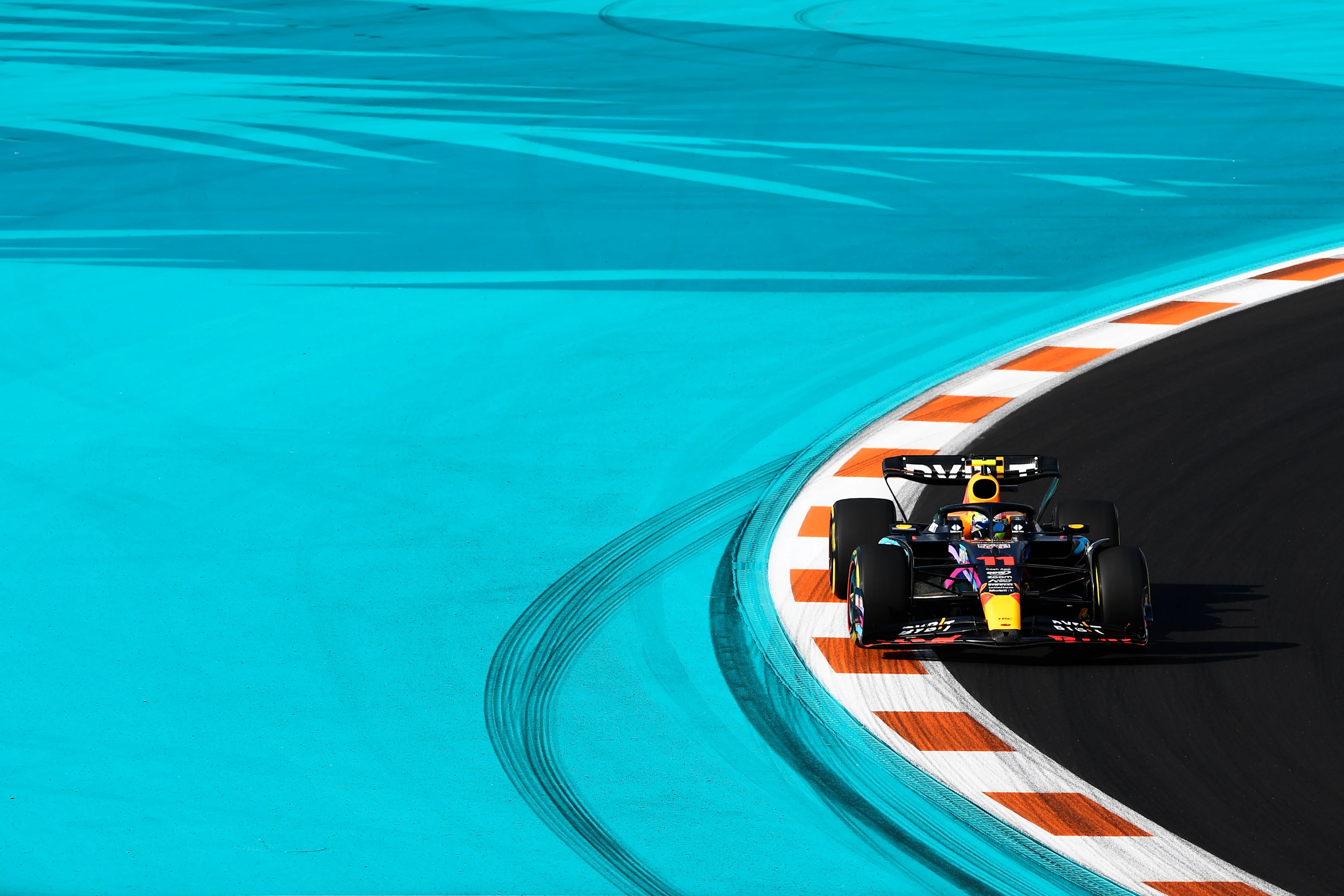 MIAMI, FLORIDA - MAY 05: Sergio Perez of Mexico driving the (11) Oracle Red Bull Racing RB19 on