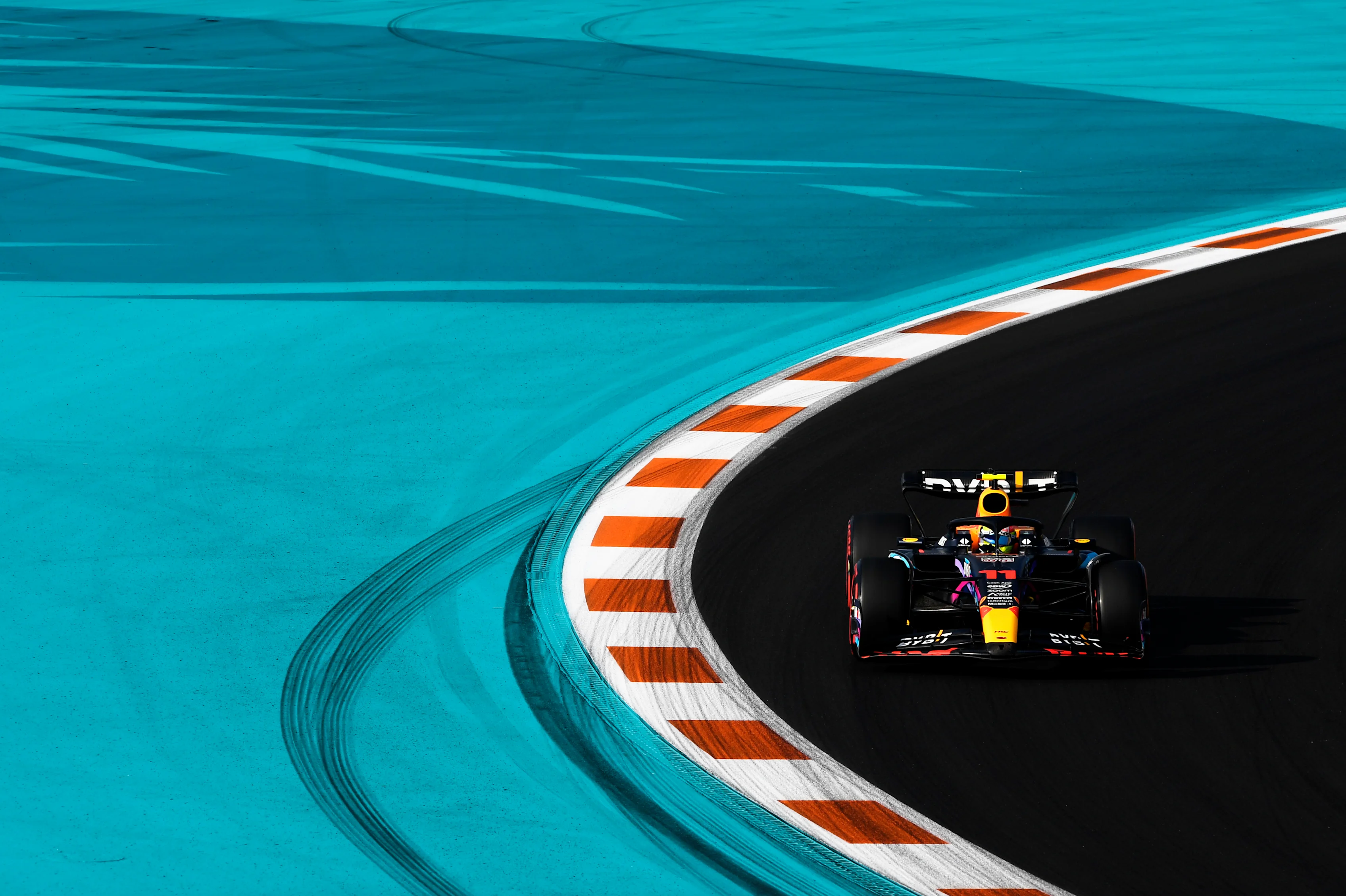 MIAMI, FLORIDA - MAY 05: Sergio Perez of Mexico driving the (11) Oracle Red Bull Racing RB19 on