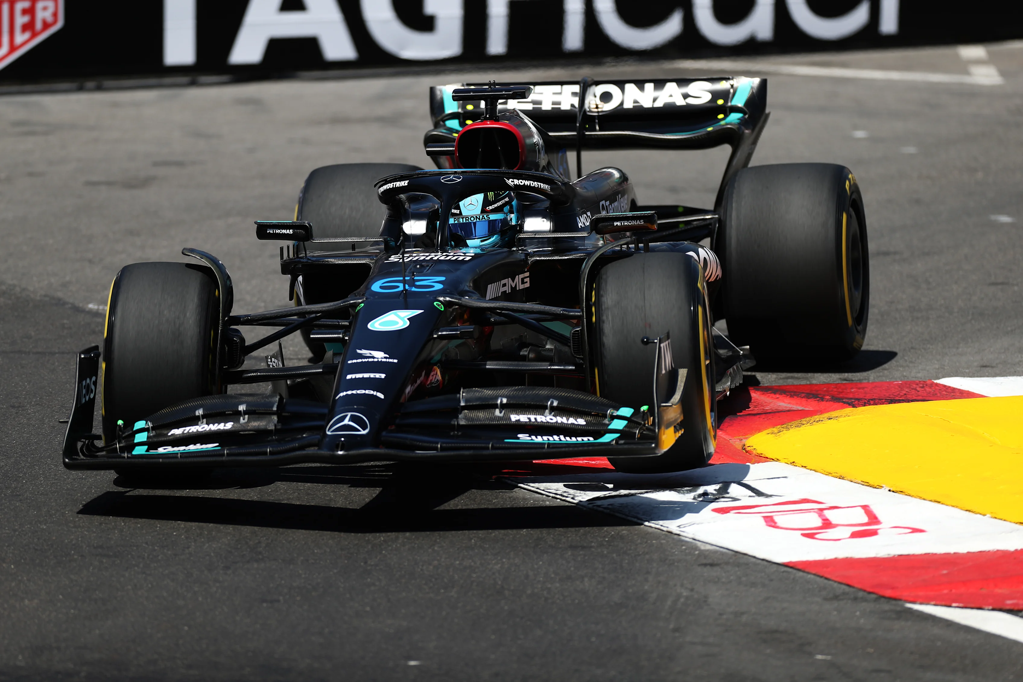 MONTE-CARLO, MONACO - MAY 26: George Russell of Great Britain driving the (63) Mercedes AMG