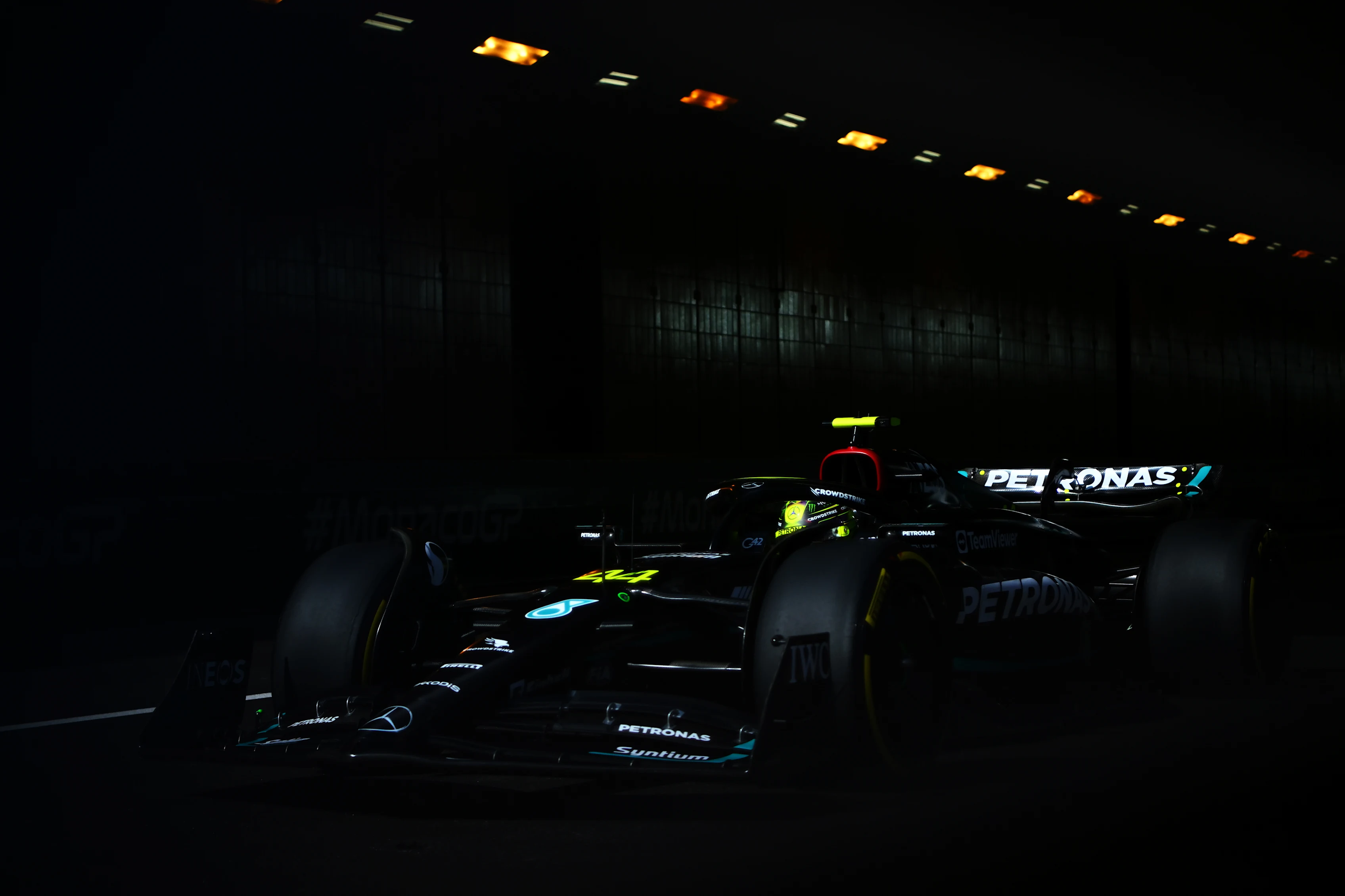 MONTE-CARLO, MONACO - MAY 26: Lewis Hamilton of Great Britain driving the (44) Mercedes AMG Petronas F1 Team W14 on track during practice ahead of the F1 Grand Prix of Monaco at Circuit de Monaco on May 26, 2023 in Monte-Carlo, Monaco. (Photo by Dan Mullan/Getty Images)