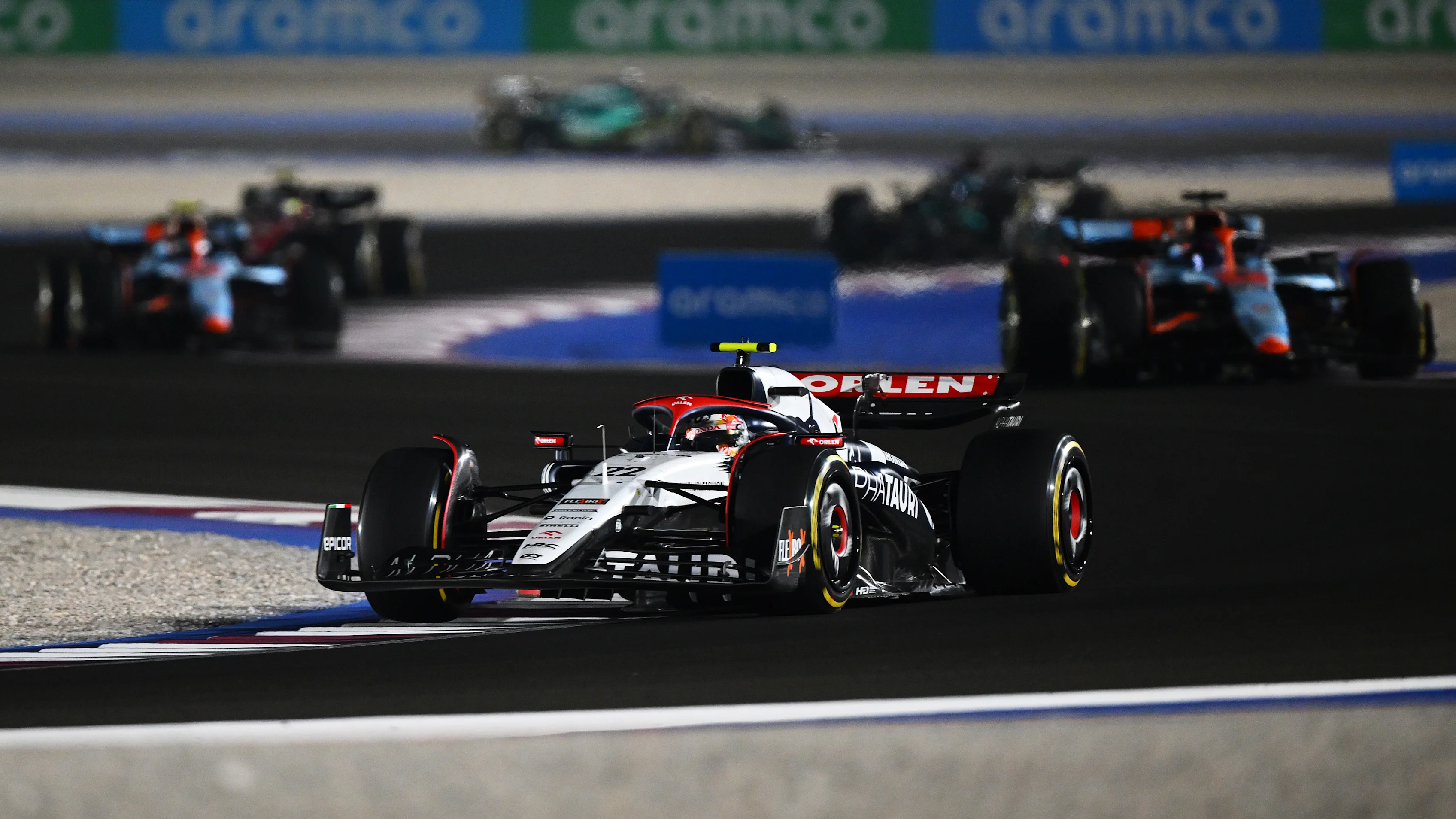 LUSAIL CITY, QATAR - OCTOBER 08: Yuki Tsunoda of Japan driving the (22) Scuderia AlphaTauri AT04 on track during the F1 Grand Prix of Qatar at Lusail International Circuit on October 08, 2023 in Lusail City, Qatar. (Photo by Clive Mason - Formula 1/Formula 1 via Getty Images)