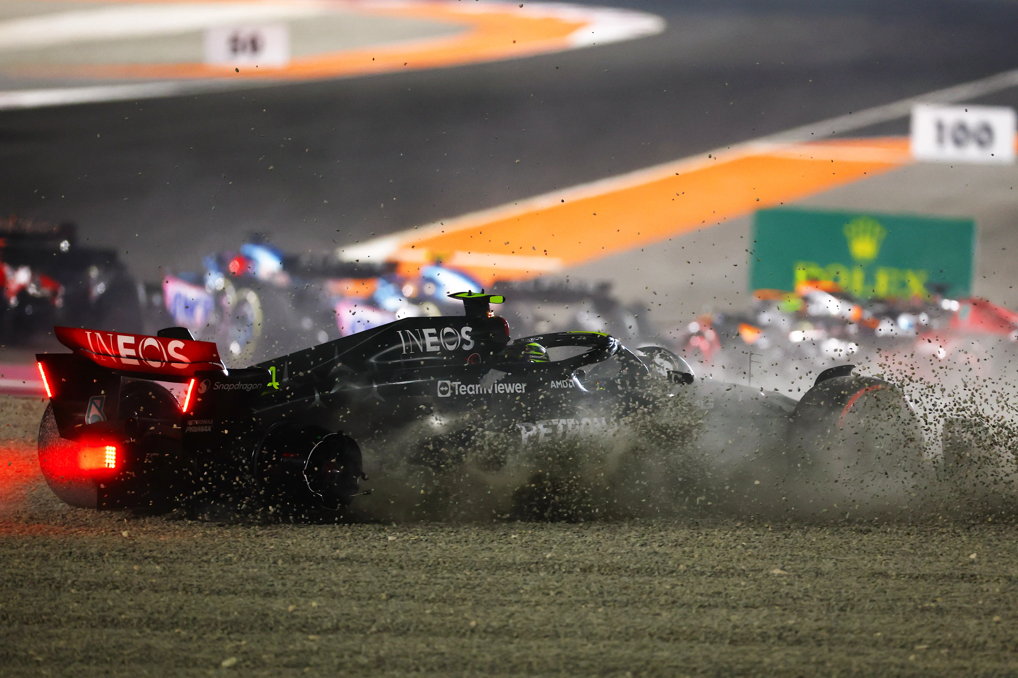 LUSAIL CITY, QATAR - OCTOBER 08: Lewis Hamilton of Great Britain driving the (44) Mercedes AMG