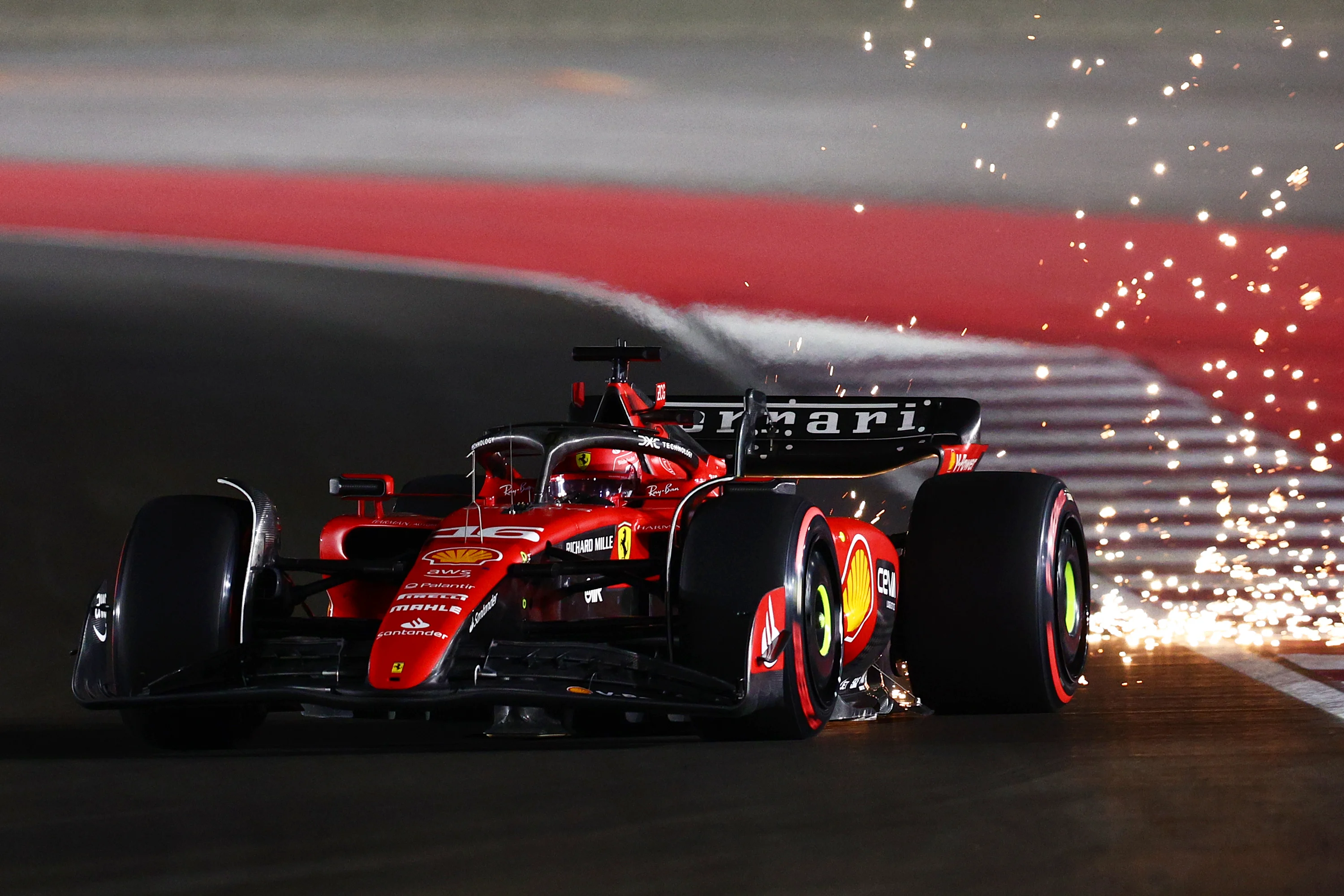LUSAIL CITY, QATAR - OCTOBER 06: Charles Leclerc of Monaco driving the (16) Ferrari SF-23 on track during qualifying ahead of the F1 Grand Prix of Qatar at Lusail International Circuit on October 06, 2023 in Lusail City, Qatar. (Photo by Clive Rose/Getty Images)