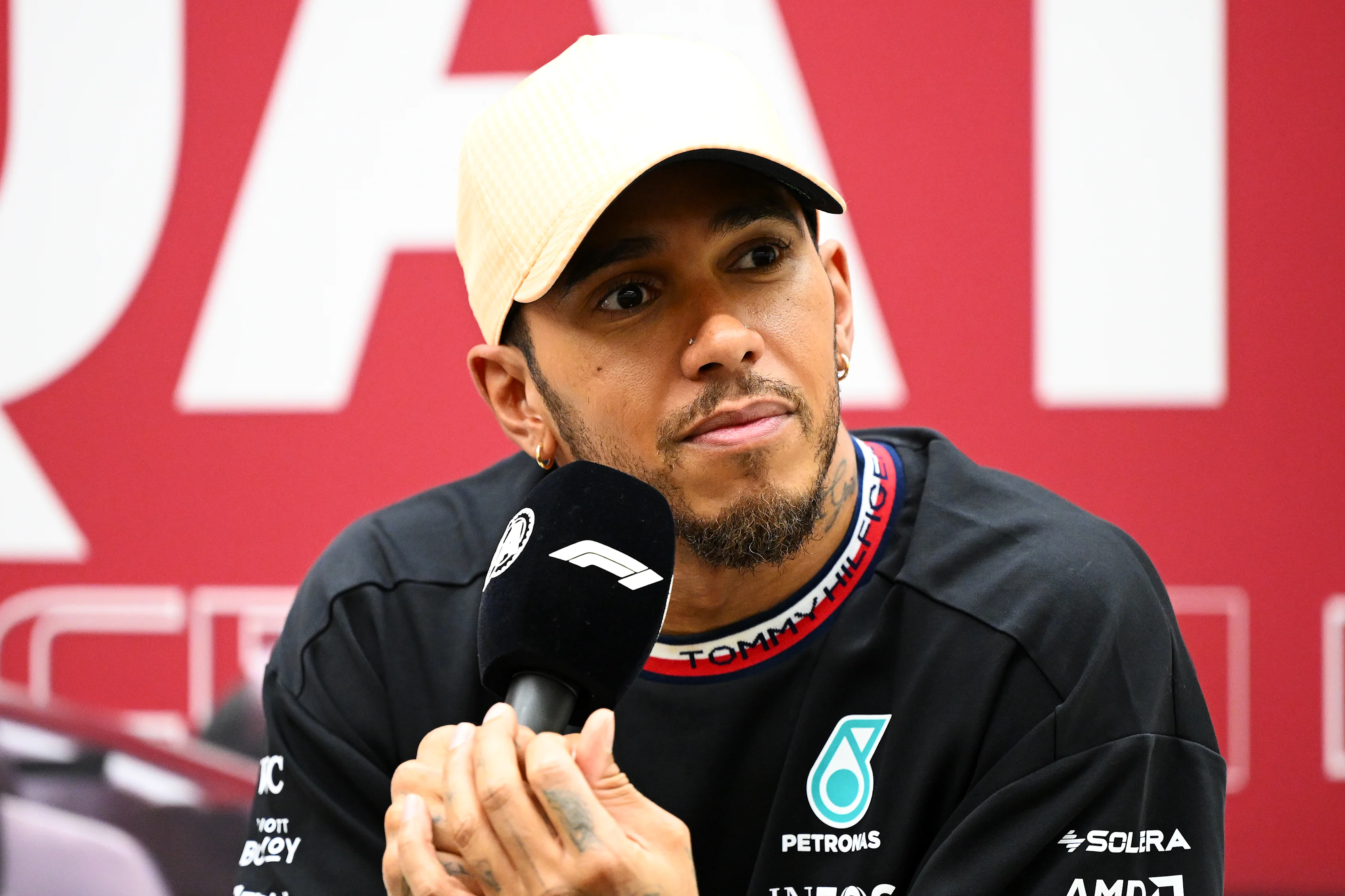 LUSAIL CITY, QATAR - OCTOBER 06: Third placed qualifier Lewis Hamilton of Great Britain and