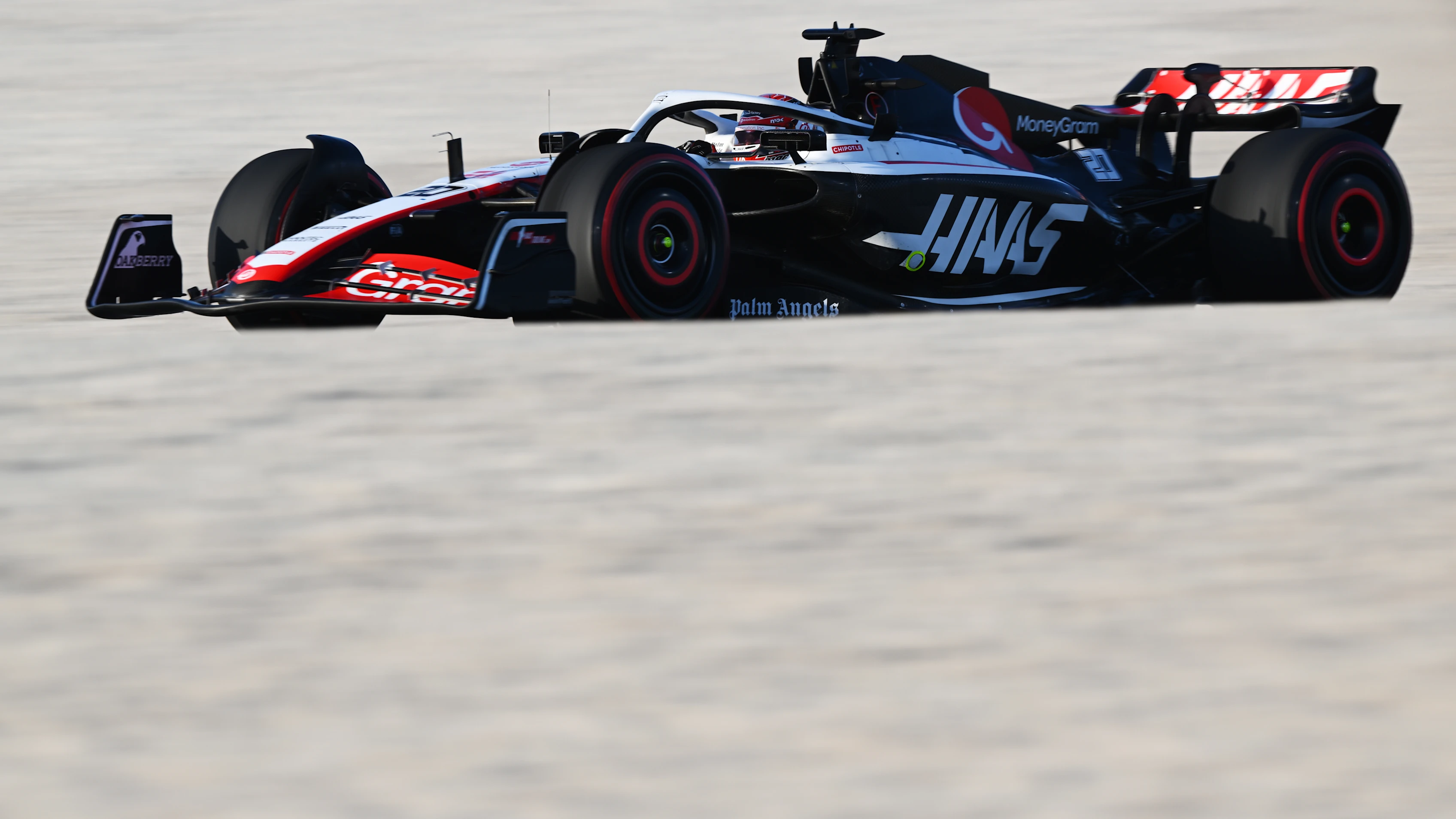 LUSAIL CITY, QATAR - OCTOBER 07: Kevin Magnussen of Denmark driving the (20) Haas F1 VF-23 Ferrari on track during the track familiarisation session prior to the Sprint Shootout ahead of the F1 Grand Prix of Qatar at Lusail International Circuit on October 07, 2023 in Lusail City, Qatar. (Photo by Clive Mason - Formula 1/Formula 1 via Getty Images)