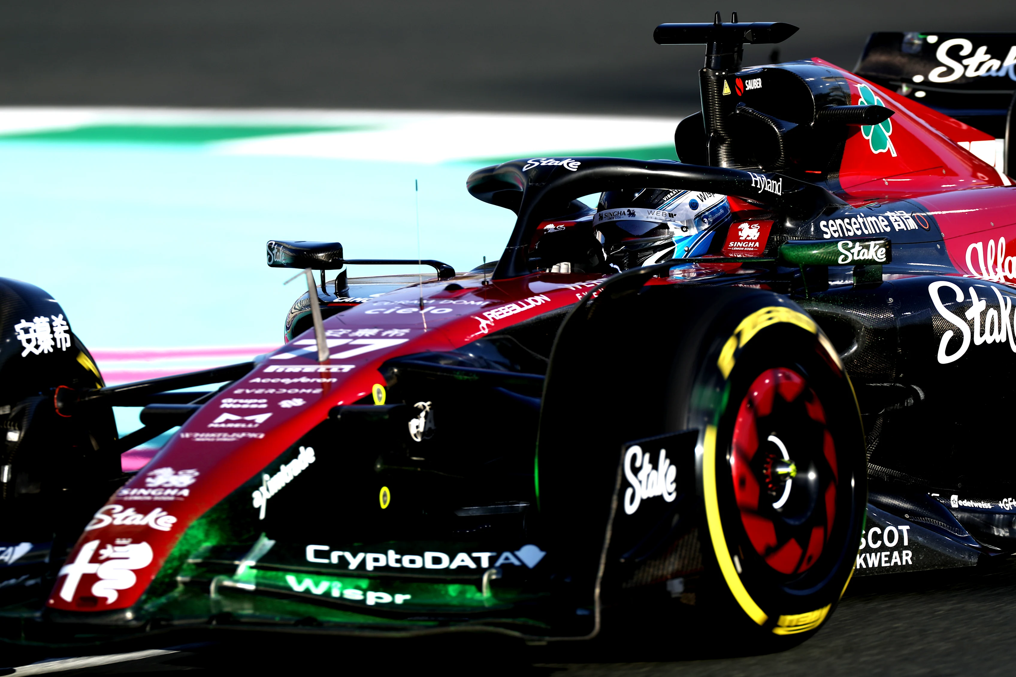 JEDDAH, SAUDI ARABIA - MARCH 17: Valtteri Bottas of Finland driving the (77) Alfa Romeo F1 C43 Ferrari on track during practice ahead of the F1 Grand Prix of Saudi Arabia at Jeddah Corniche Circuit on March 17, 2023 in Jeddah, Saudi Arabia. (Photo by Peter Fox/Getty Images)