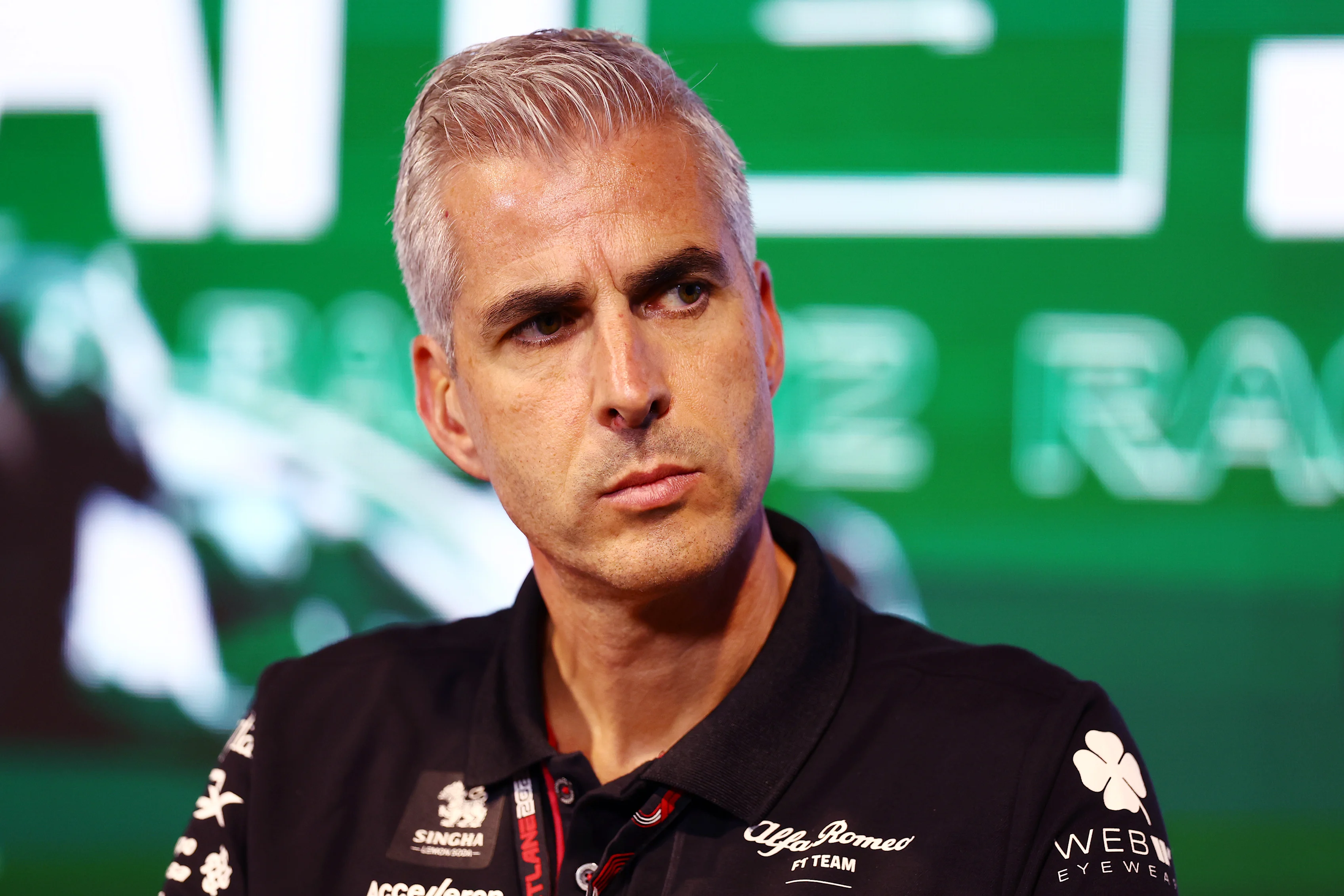 JEDDAH, SAUDI ARABIA - MARCH 17: Alessandro Alunni Bravi, Team Representative of Alfa Romeo F1 attends the Team Principals Press Conference during practice ahead of the F1 Grand Prix of Saudi Arabia at Jeddah Corniche Circuit on March 17, 2023 in Jeddah, Saudi Arabia. (Photo by Bryn Lennon/Getty Images)