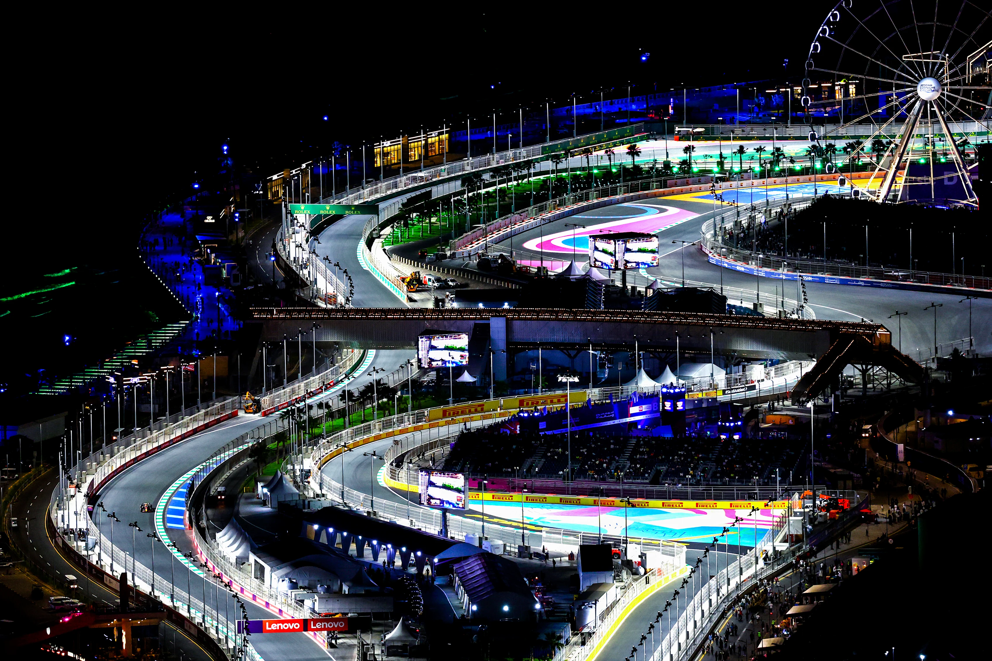 JEDDAH, SAUDI ARABIA - MARCH 17: A general view showing Max Verstappen of the Netherlands driving