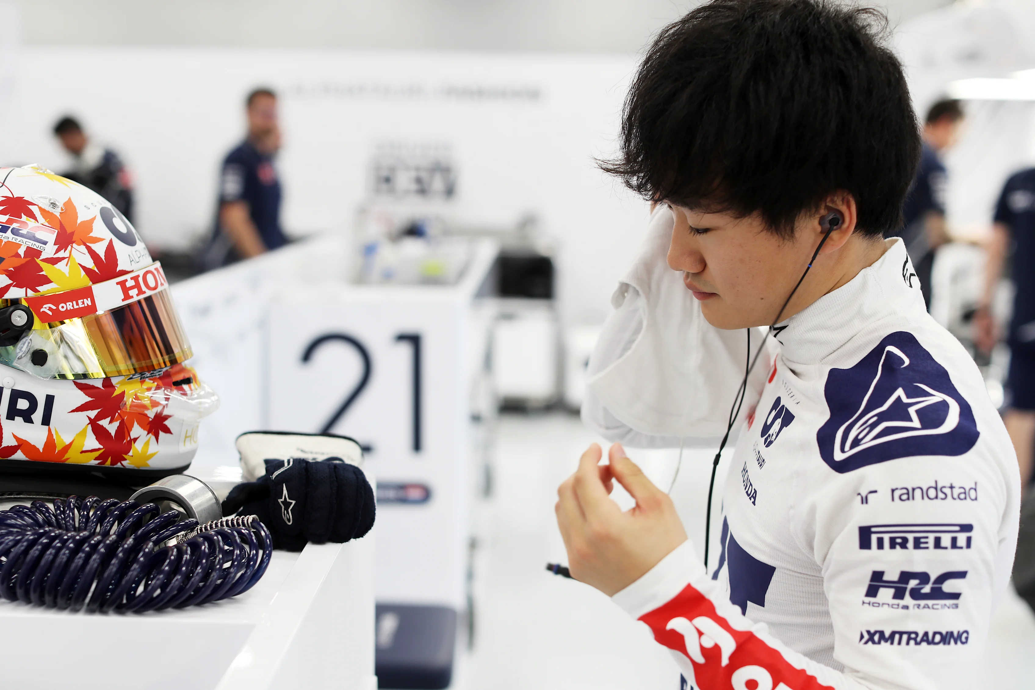 JEDDAH, SAUDI ARABIA - MARCH 18: Yuki Tsunoda of Japan and Scuderia AlphaTauri prepares to drive in