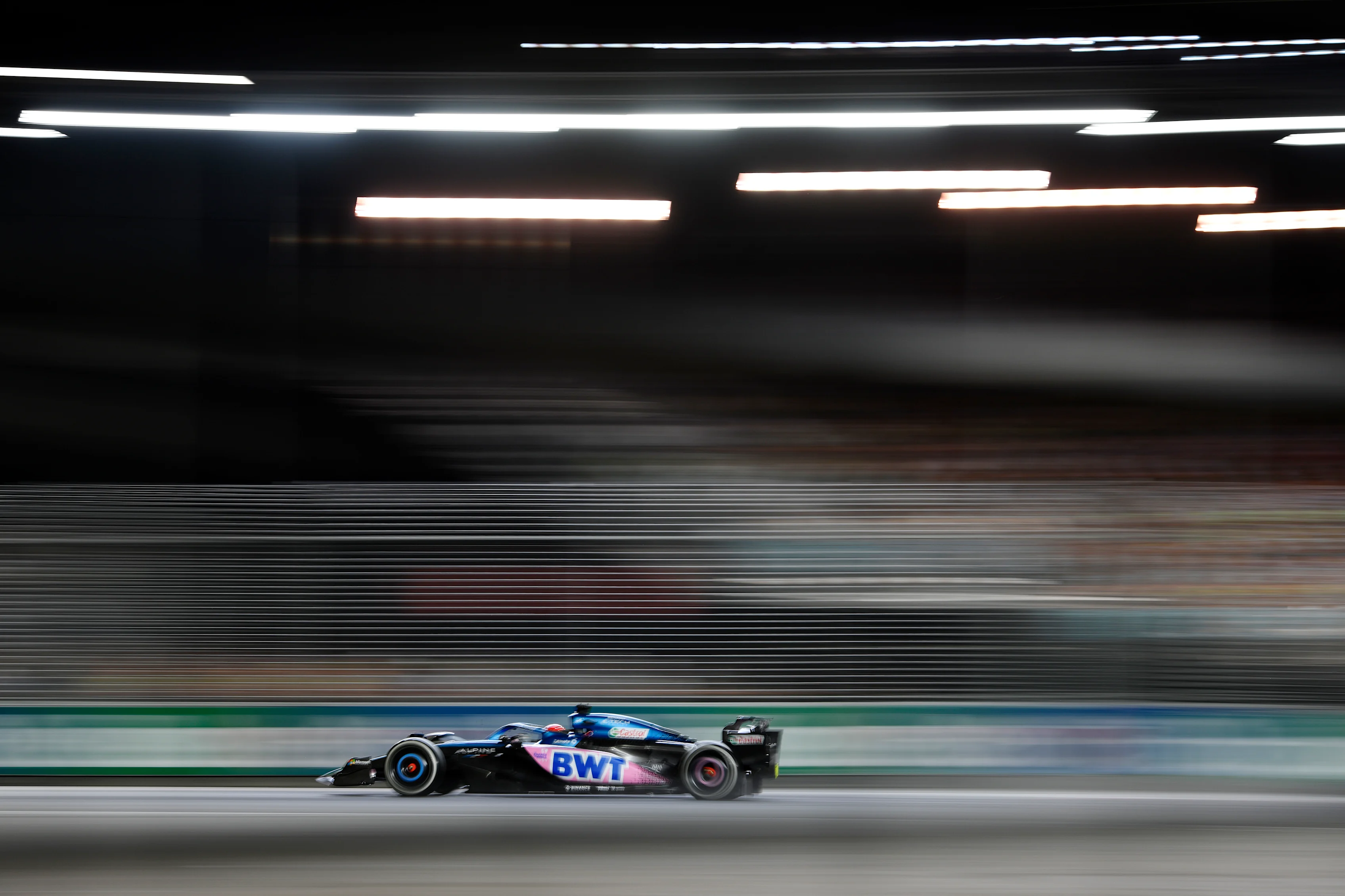 SINGAPORE, SINGAPORE - SEPTEMBER 17: Esteban Ocon of France driving the (31) Alpine F1 A523 Renault