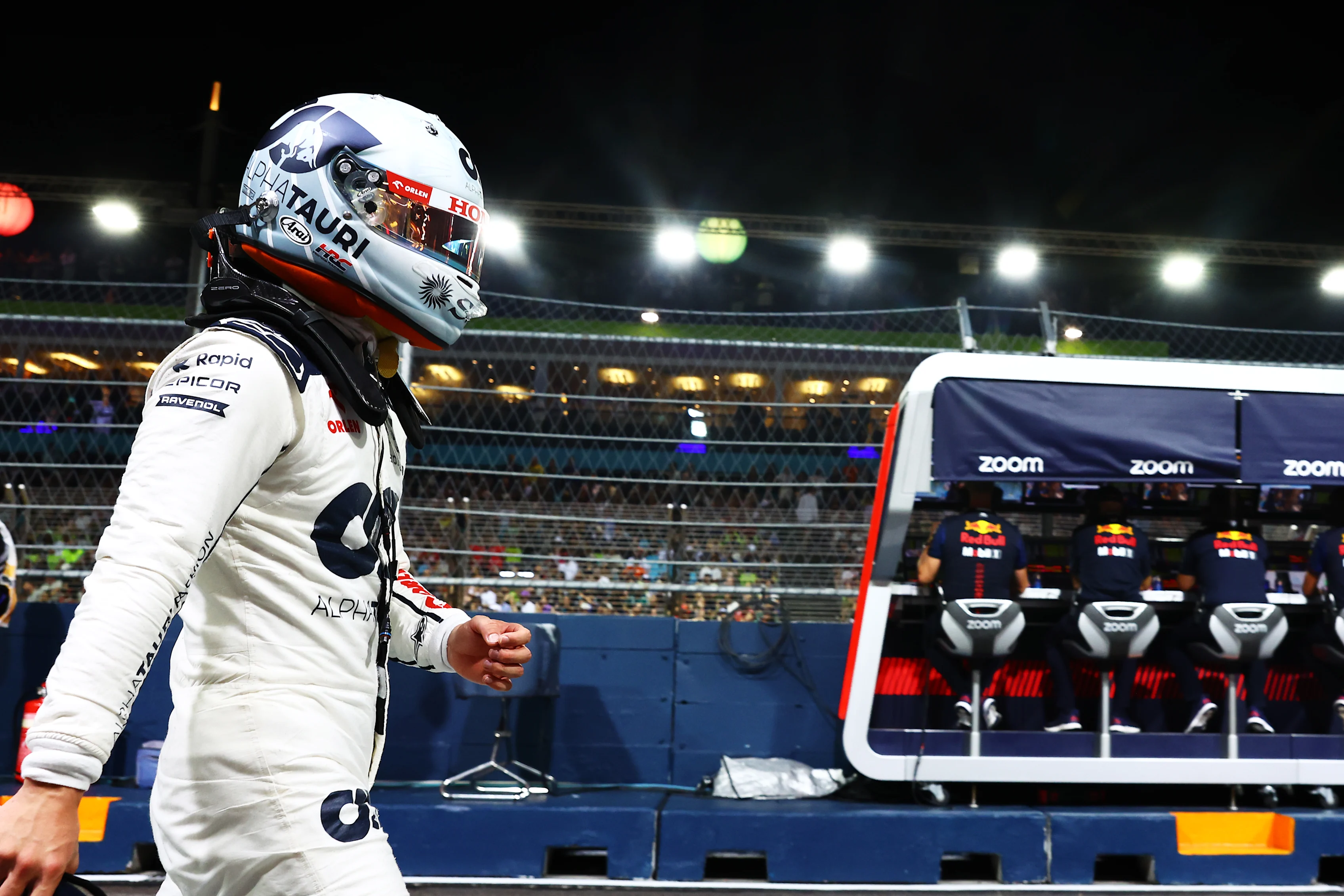 SINGAPORE, SINGAPORE - SEPTEMBER 16: Fifteenth placed qualifier Yuki Tsunoda of Japan and Scuderia