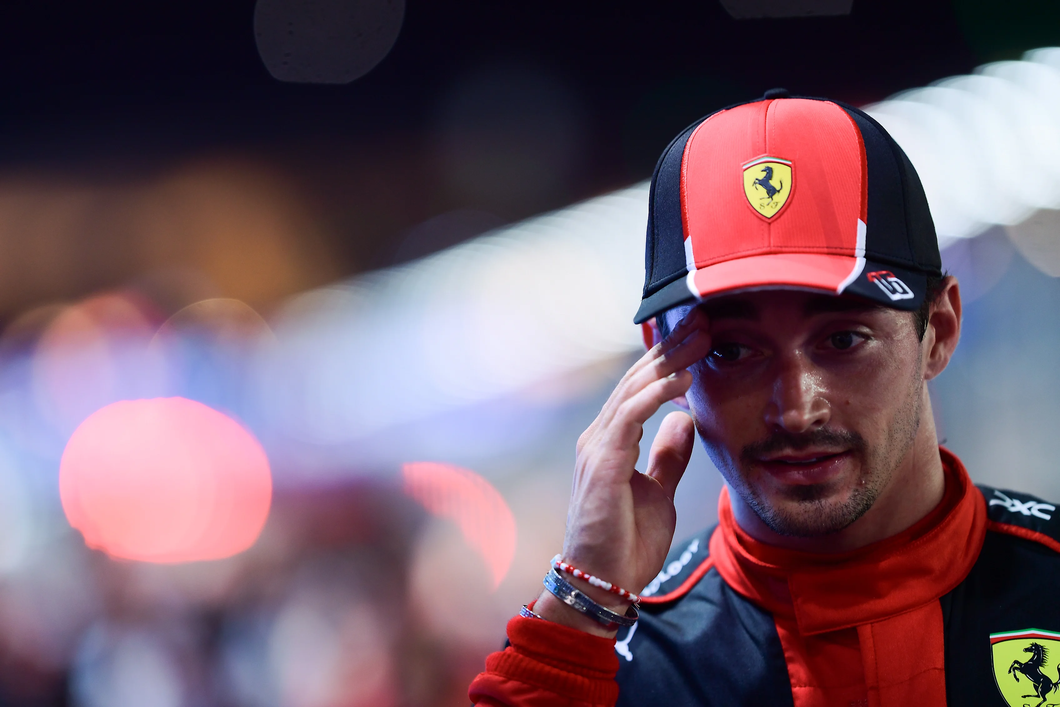 SINGAPORE, SINGAPORE - SEPTEMBER 16: Third placed qualifier Charles Leclerc of Monaco and Ferrari