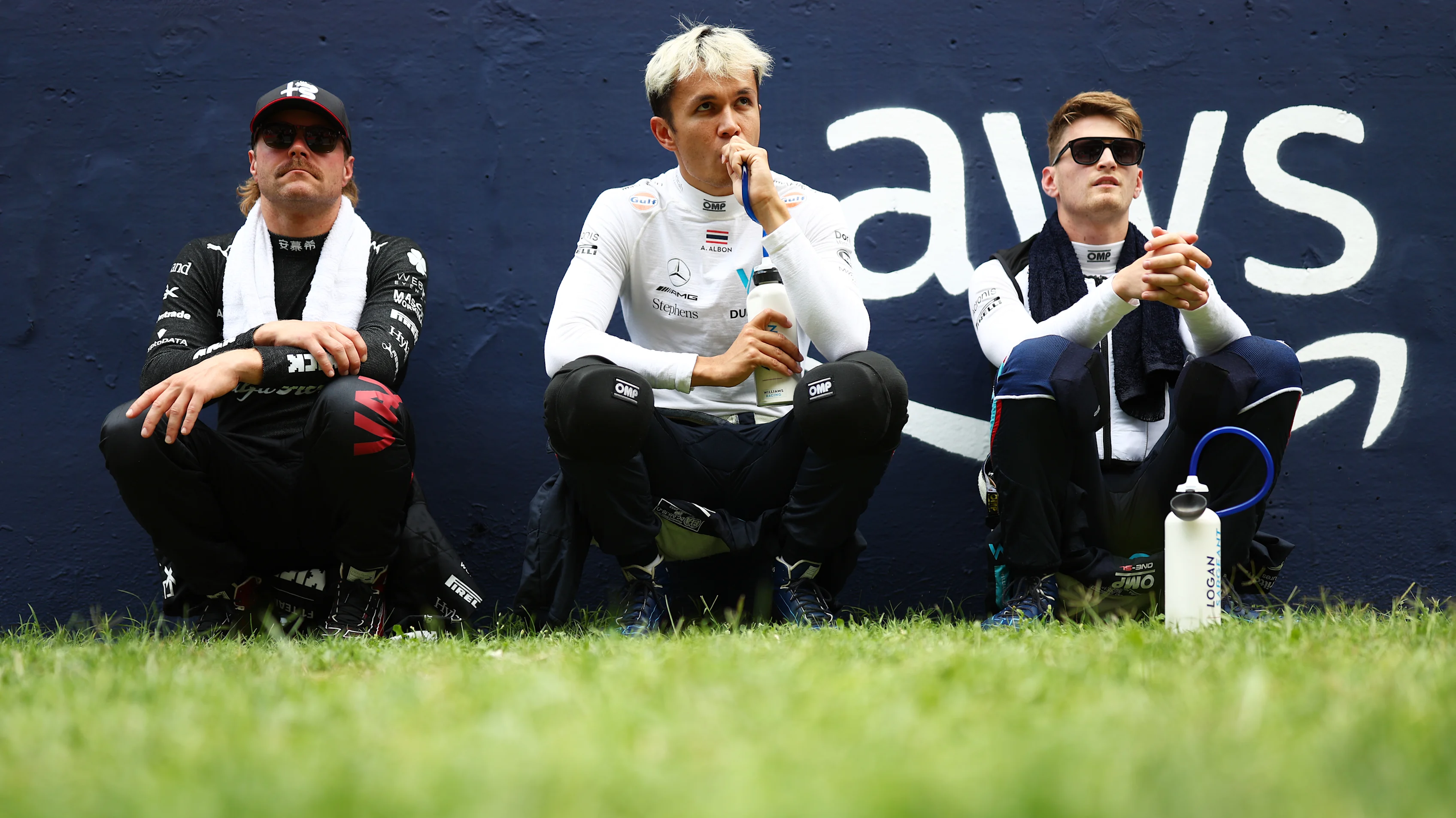 BARCELONA, SPAIN - JUNE 04: Valtteri Bottas of Finland and Alfa Romeo F1, Alexander Albon of