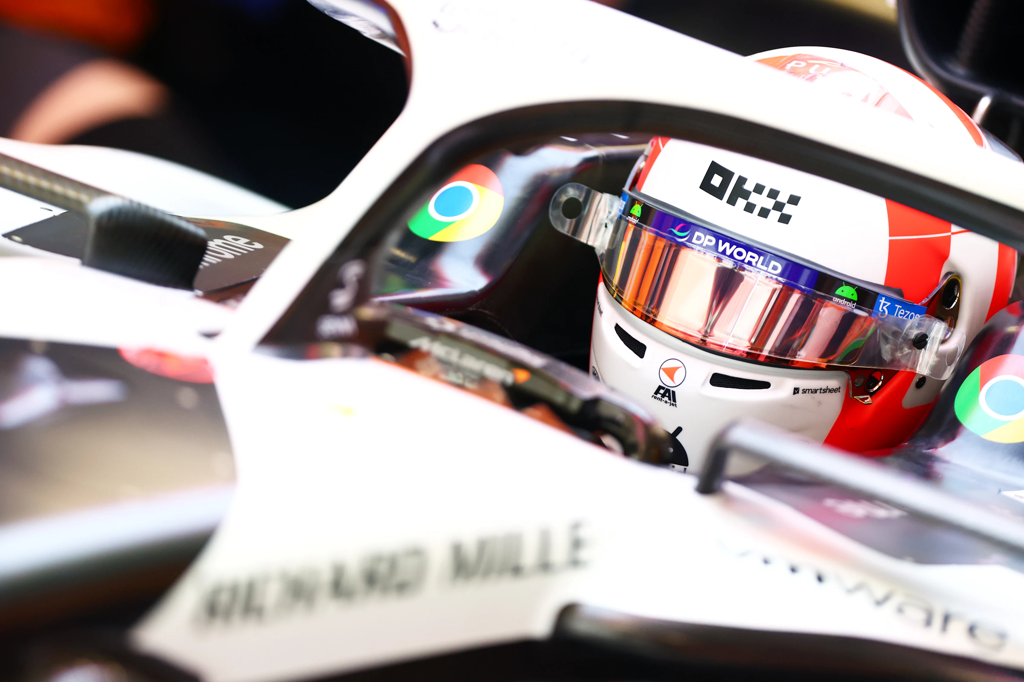 BARCELONA, SPAIN - JUNE 02: Lando Norris of Great Britain and McLaren prepares to drive in the garage during practice ahead of the F1 Grand Prix of Spain at Circuit de Barcelona-Catalunya on June 02, 2023 in Barcelona, Spain. (Photo by Dan Istitene - Formula 1/Formula 1 via Getty Images)