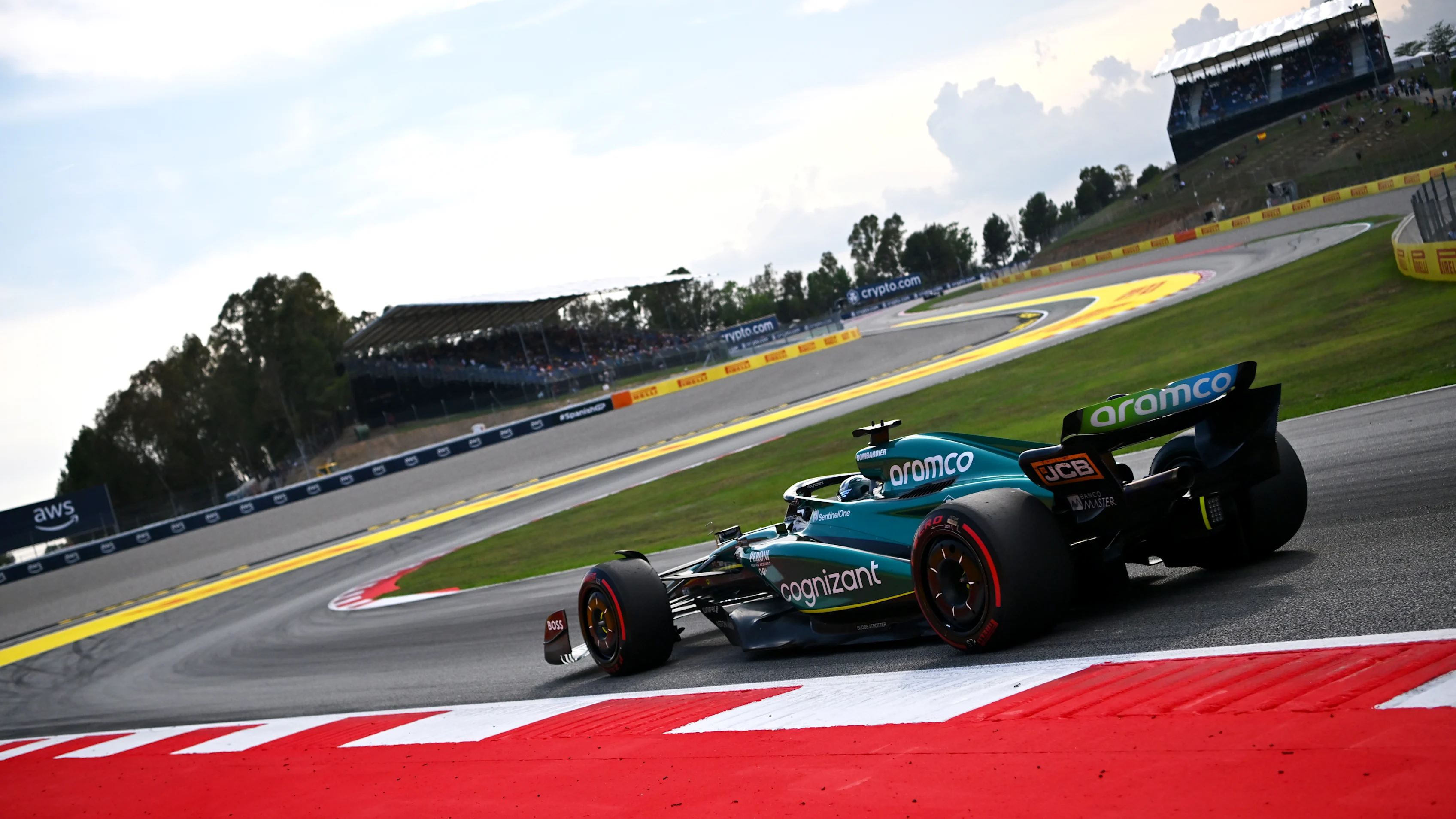 BARCELONA, SPAIN - JUNE 02: Lance Stroll of Canada driving the (18) Aston Martin AMR23 Mercedes on