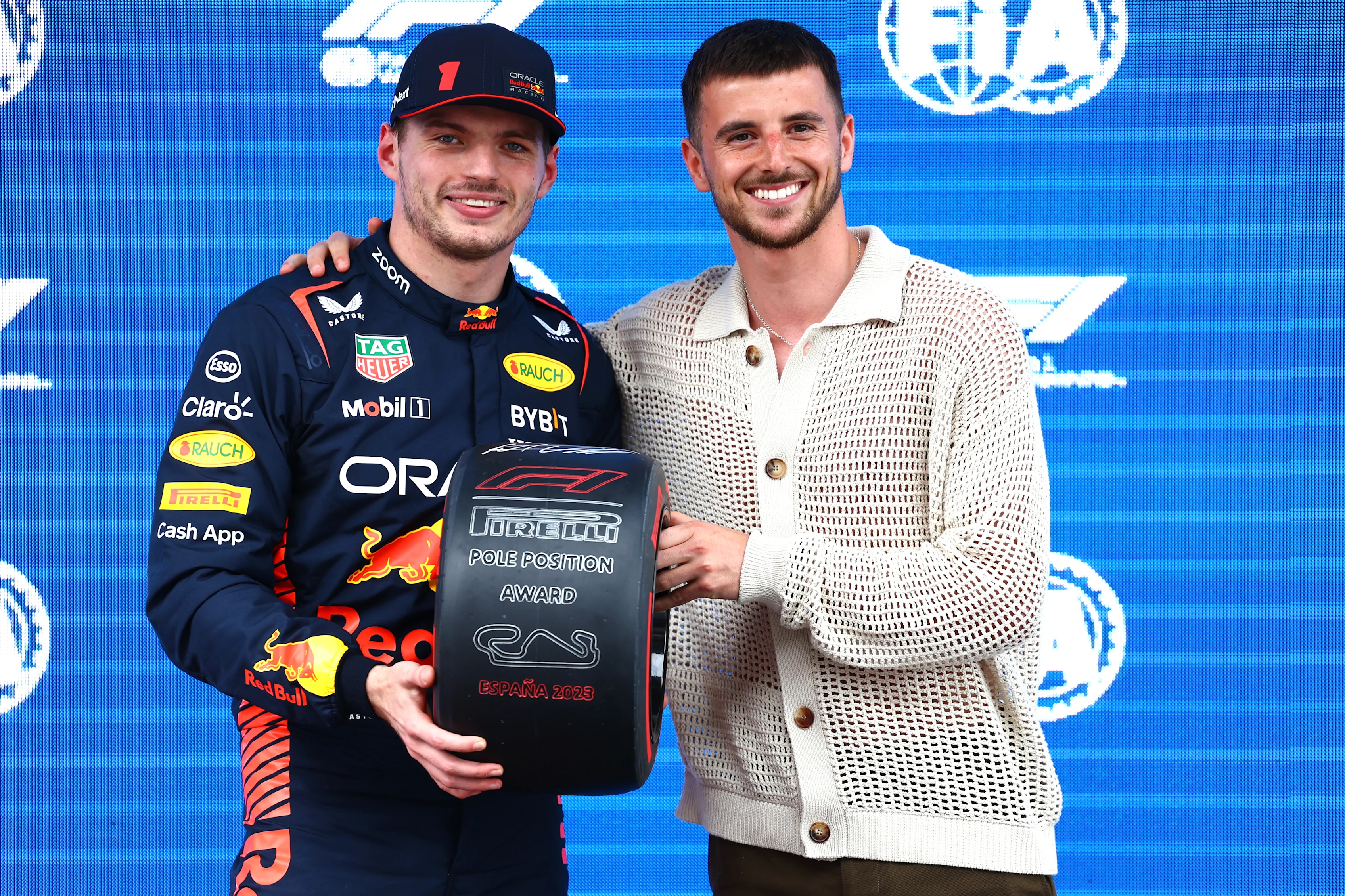 BARCELONA, SPAIN - JUNE 03: Pole position qualifier Max Verstappen of the Netherlands and Oracle