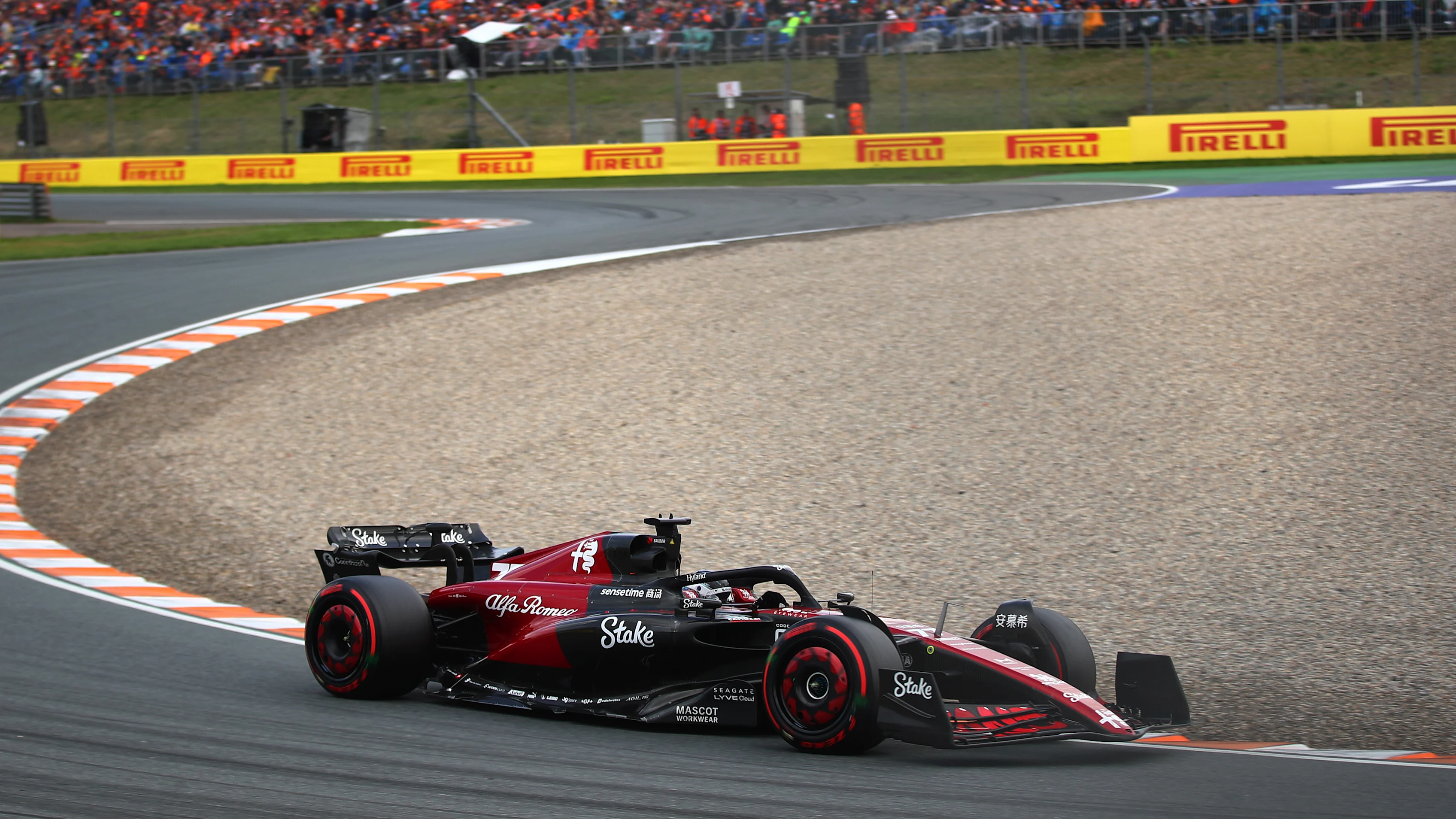 ZANDVOORT, NETHERLANDS - AUGUST 27: Valtteri Bottas of Finland driving the (77) Alfa Romeo F1 C43 Ferrari on track during the F1 Grand Prix of The Netherlands at Circuit Zandvoort on August 27, 2023 in Zandvoort, Netherlands. (Photo by Joe Portlock - Formula 1/Formula 1 via Getty Images)
