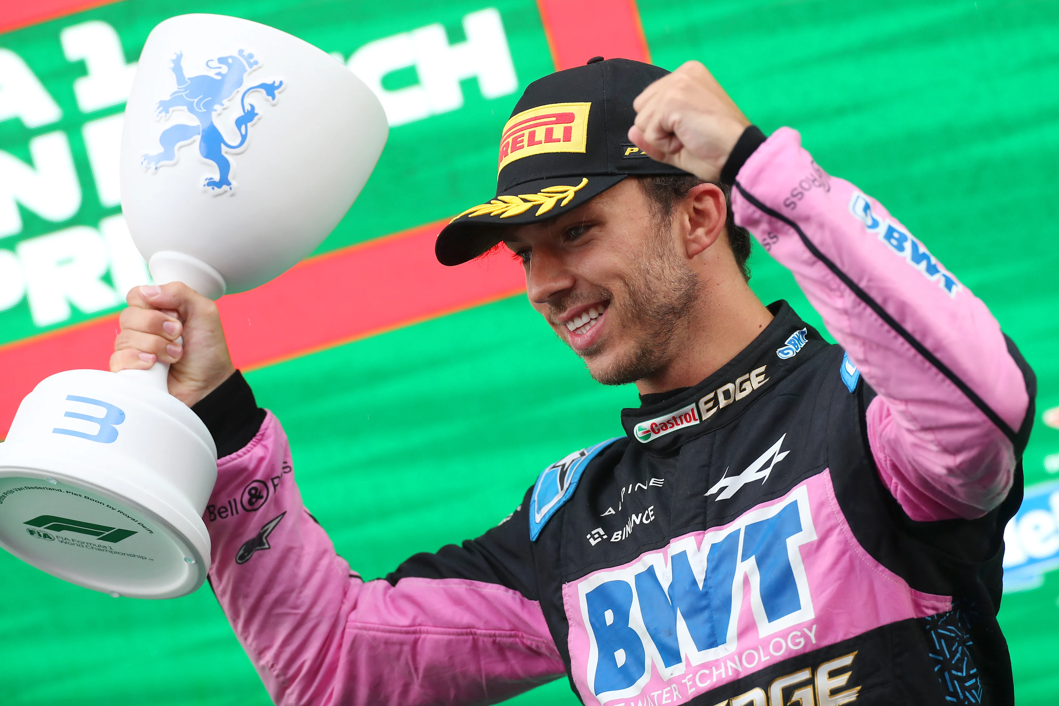 ZANDVOORT, NETHERLANDS - AUGUST 27: Third placed Pierre Gasly of France and Alpine F1 celebrates on