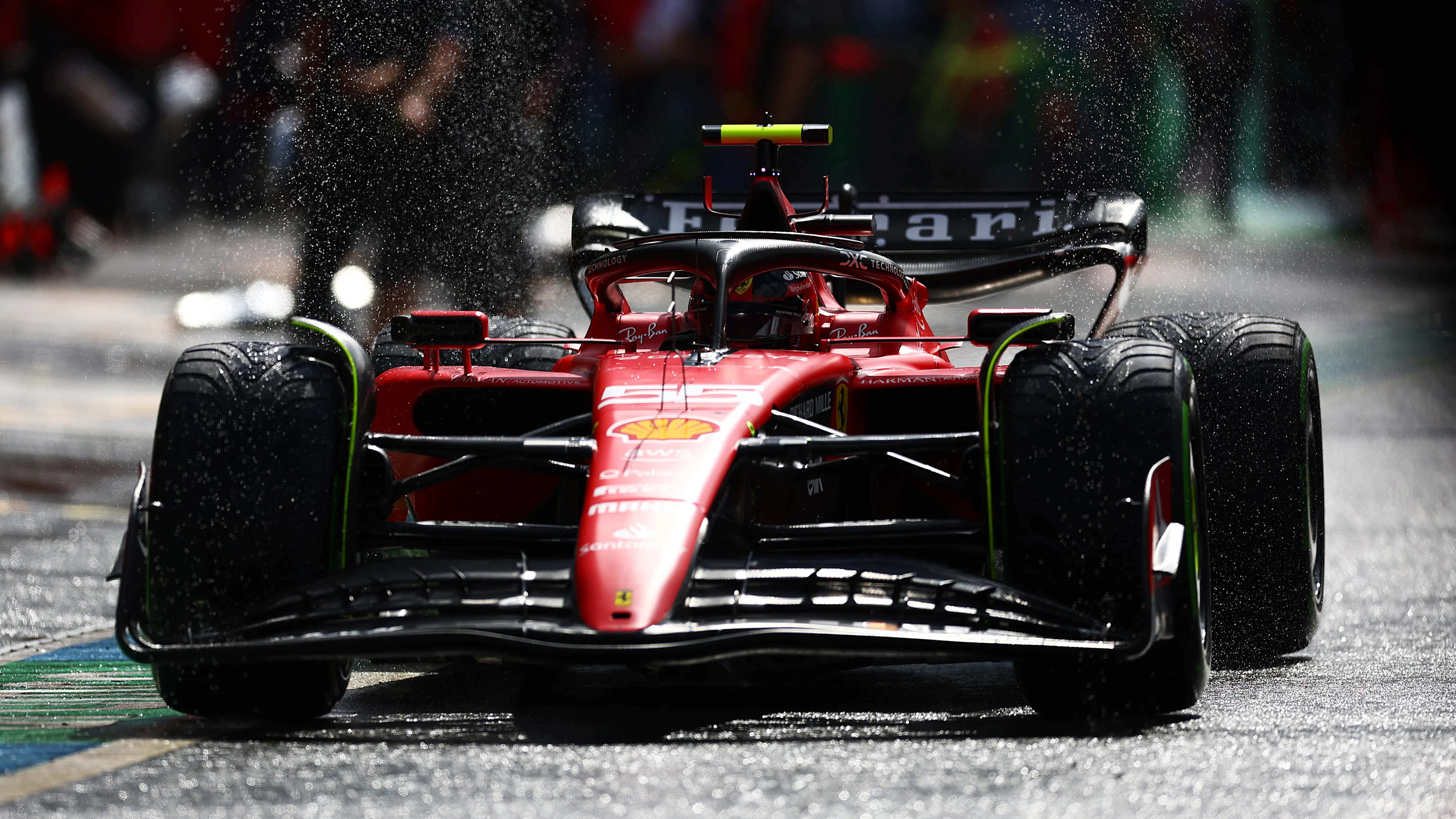 ZANDVOORT, NETHERLANDS - AUGUST 26: Carlos Sainz of Spain driving (55) the Ferrari SF-23 in the Pitlane during qualifying ahead of the F1 Grand Prix of The Netherlands at Circuit Zandvoort on August 26, 2023 in Zandvoort, Netherlands. (Photo by Bryn Lennon - Formula 1/Formula 1 via Getty Images)