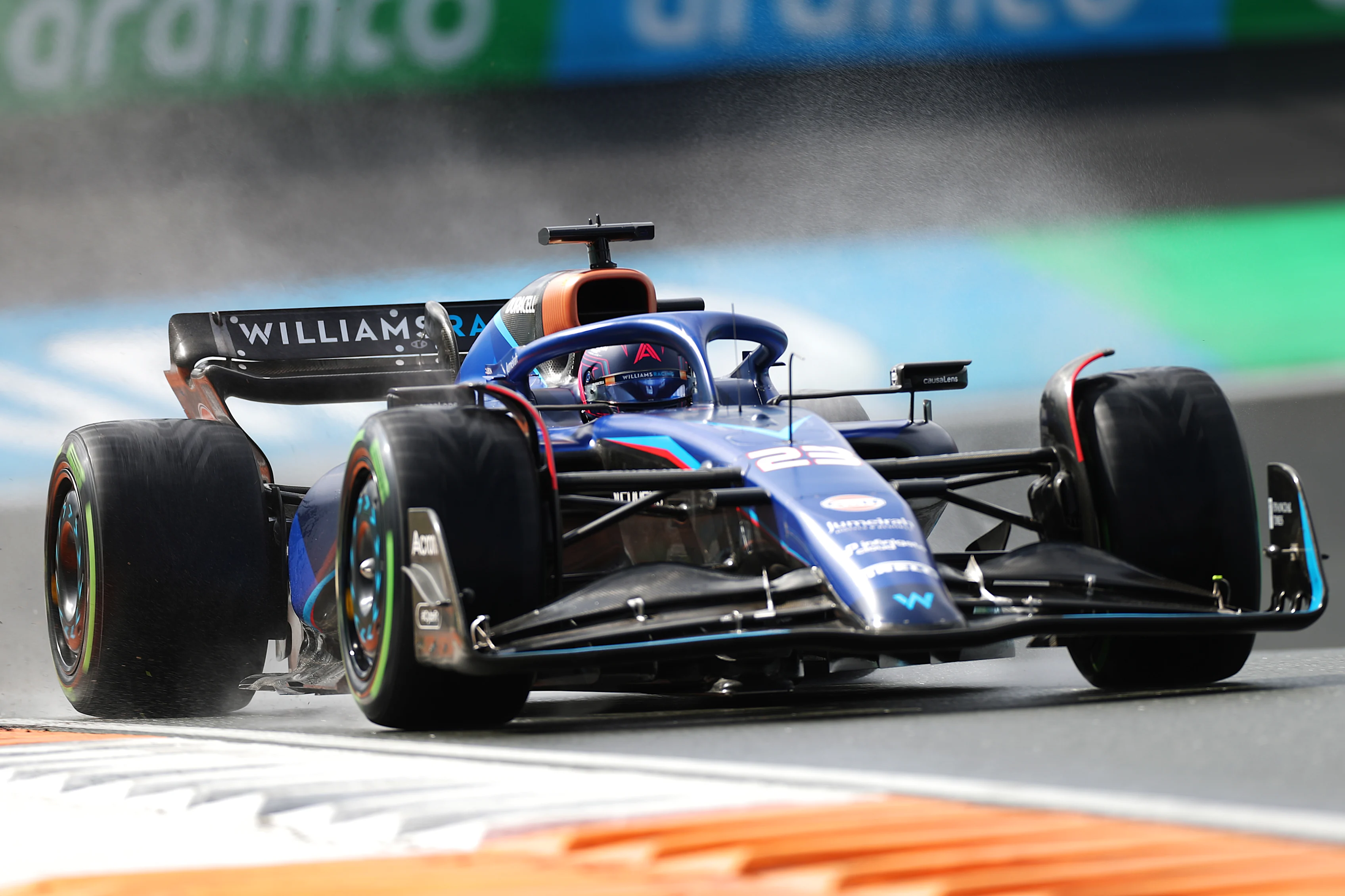 ZANDVOORT, NETHERLANDS - AUGUST 26: Alexander Albon of Thailand driving the (23) Williams FW45