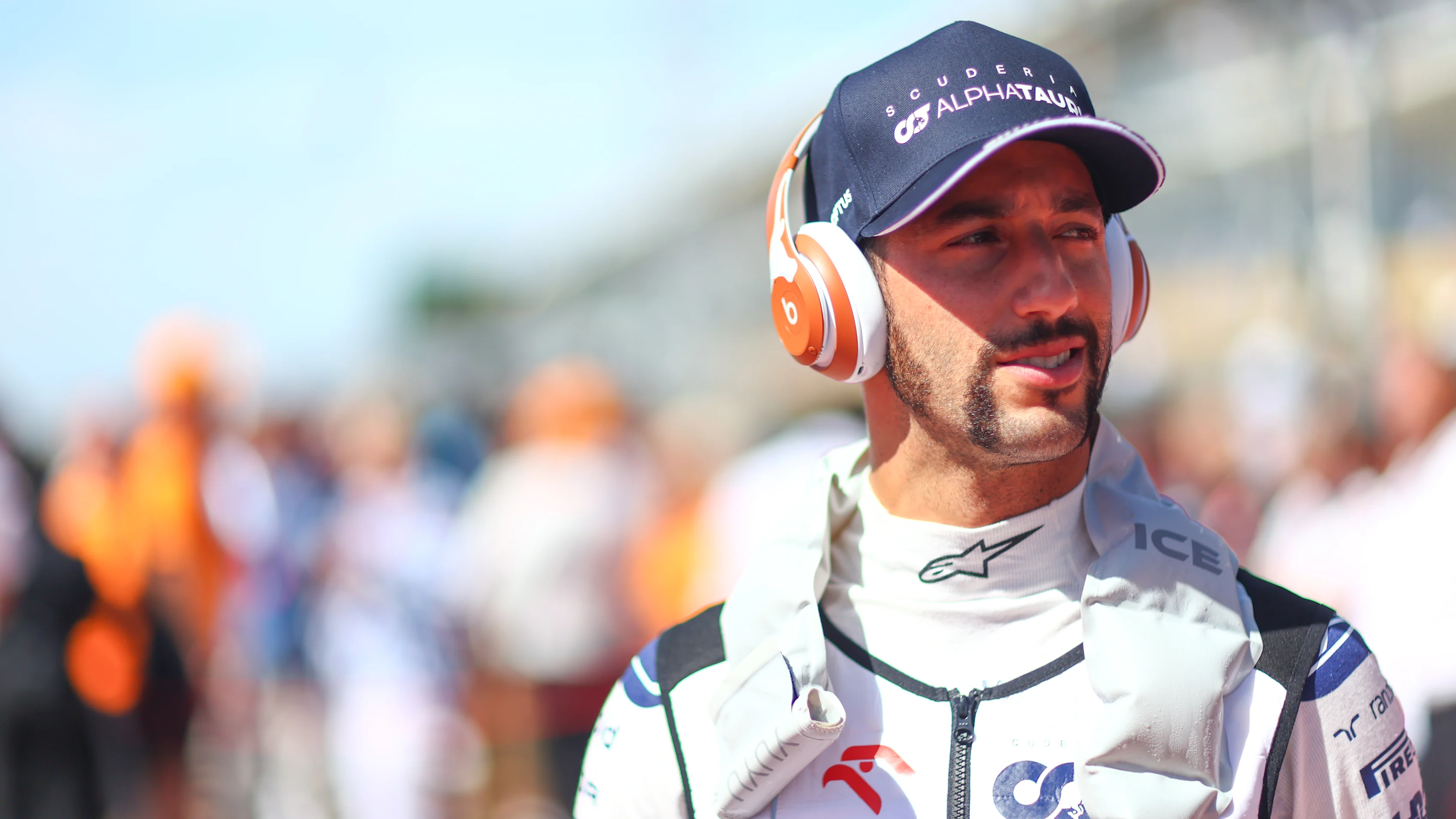 AUSTIN, TEXAS - OCTOBER 22: Daniel Ricciardo of Australia and Scuderia AlphaTauri looks on on the