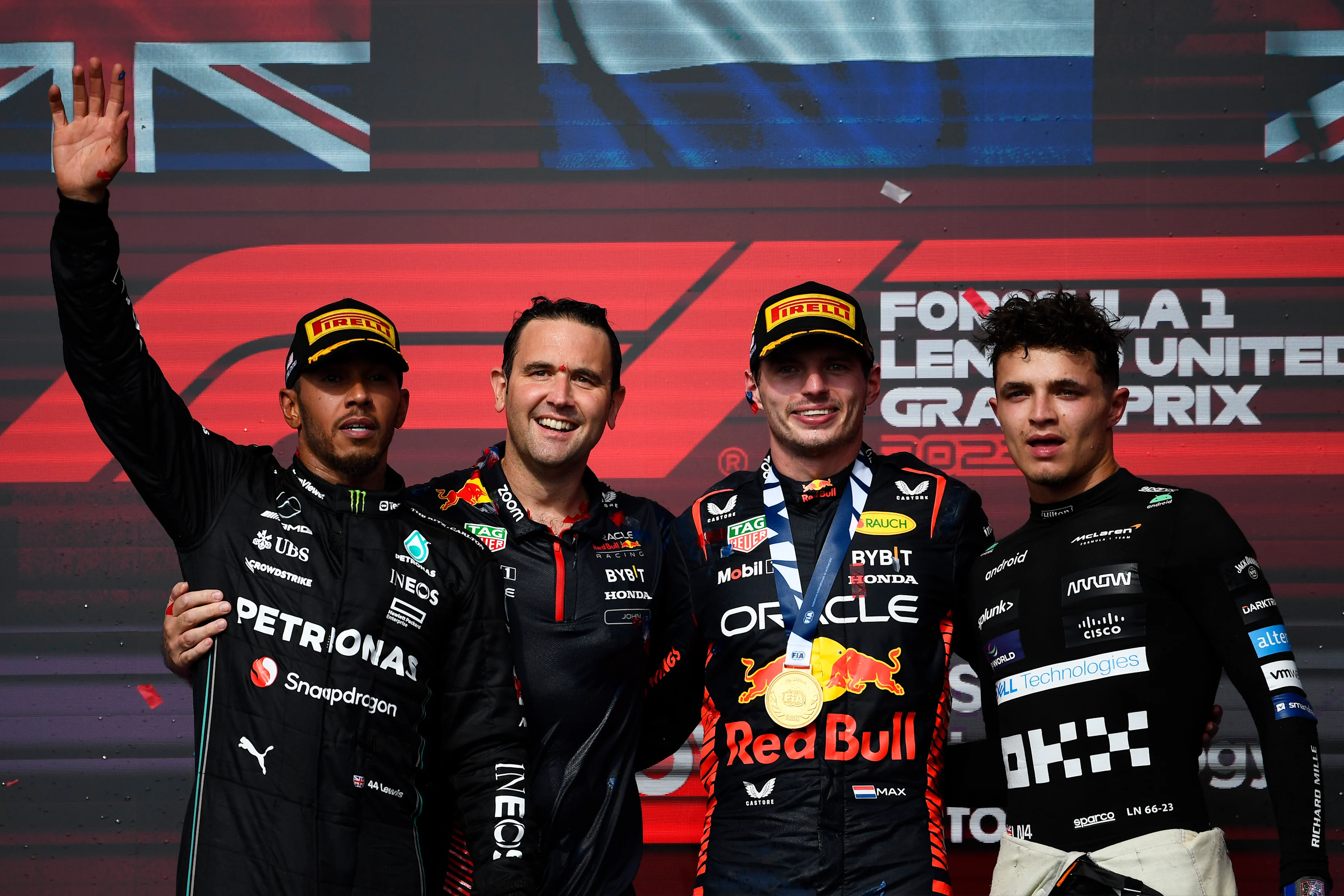AUSTIN, TEXAS - OCTOBER 22: Race winner Max Verstappen of the Netherlands and Oracle Red Bull