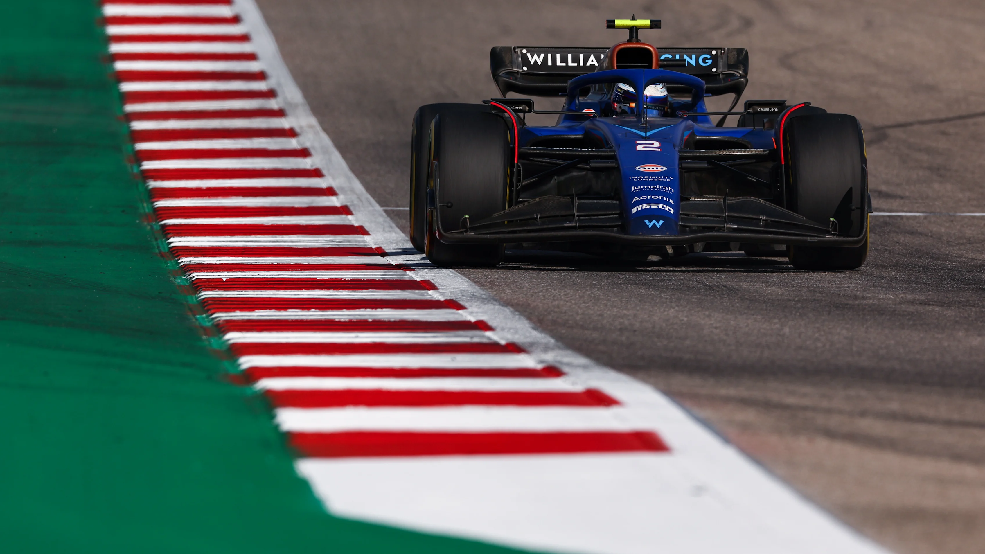 AUSTIN, TEXAS - OCTOBER 22: Logan Sargeant of United States driving the (2) Williams FW45 Mercedes