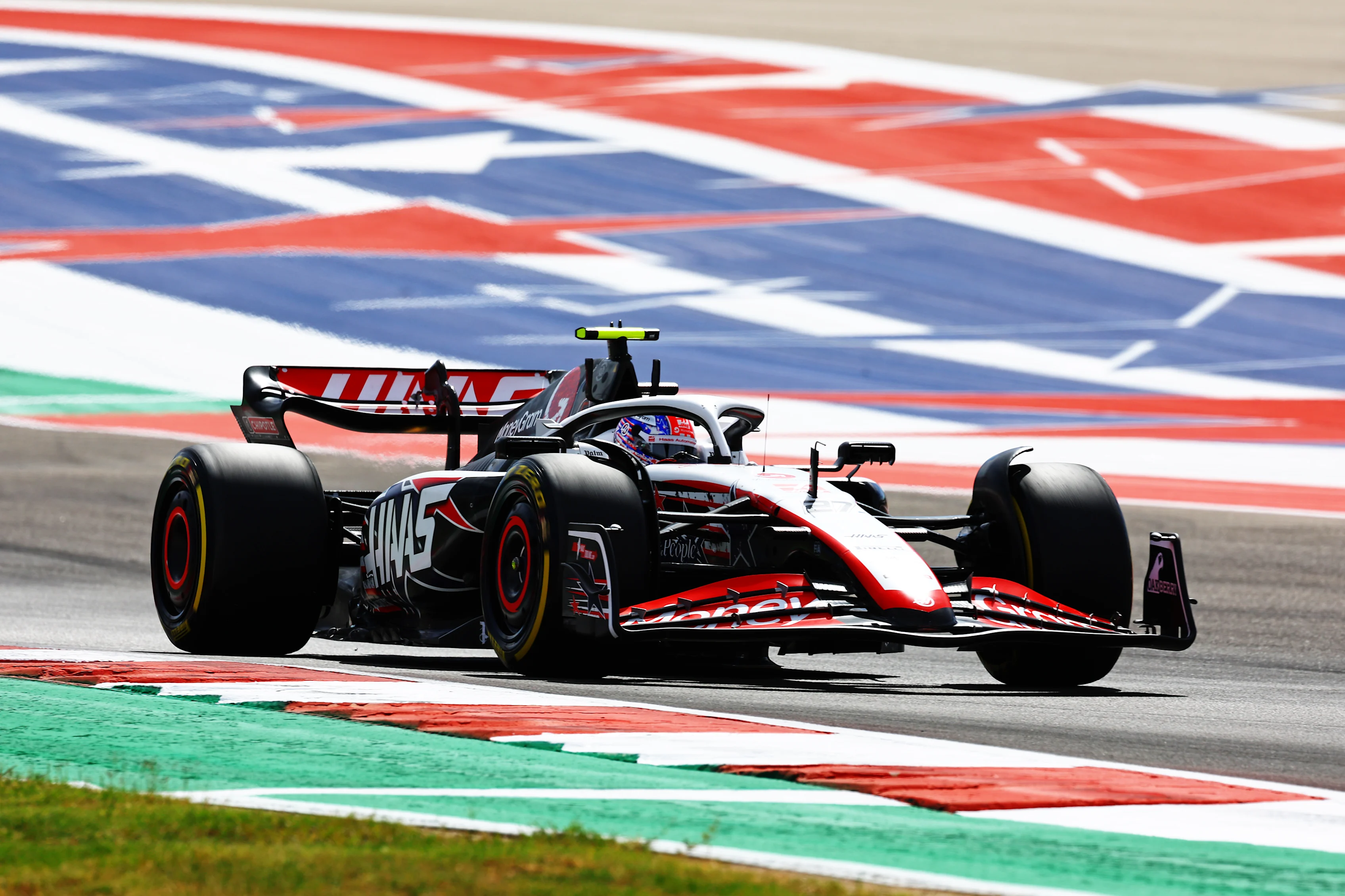 AUSTIN, TEXAS - OCTOBER 21: Nico Hulkenberg of Germany driving the (27) Haas F1 VF-23 Ferrari on track during the Sprint Shootout ahead of the F1 Grand Prix of United States at Circuit of The Americas on October 21, 2023 in Austin, Texas. (Photo by Mark Thompson/Getty Images)
