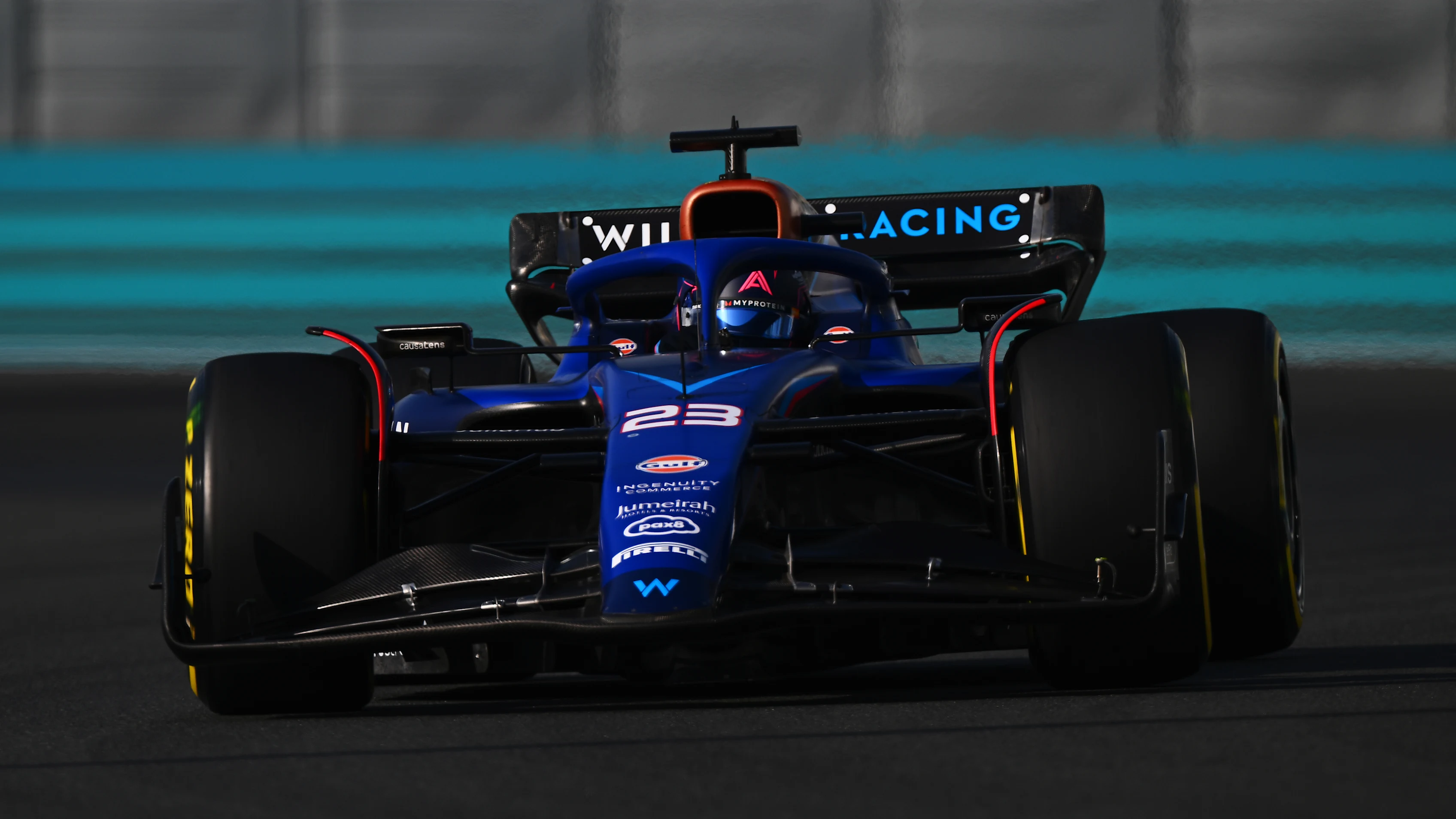 ABU DHABI, UNITED ARAB EMIRATES - NOVEMBER 28: Alexander Albon of Thailand driving the (23)