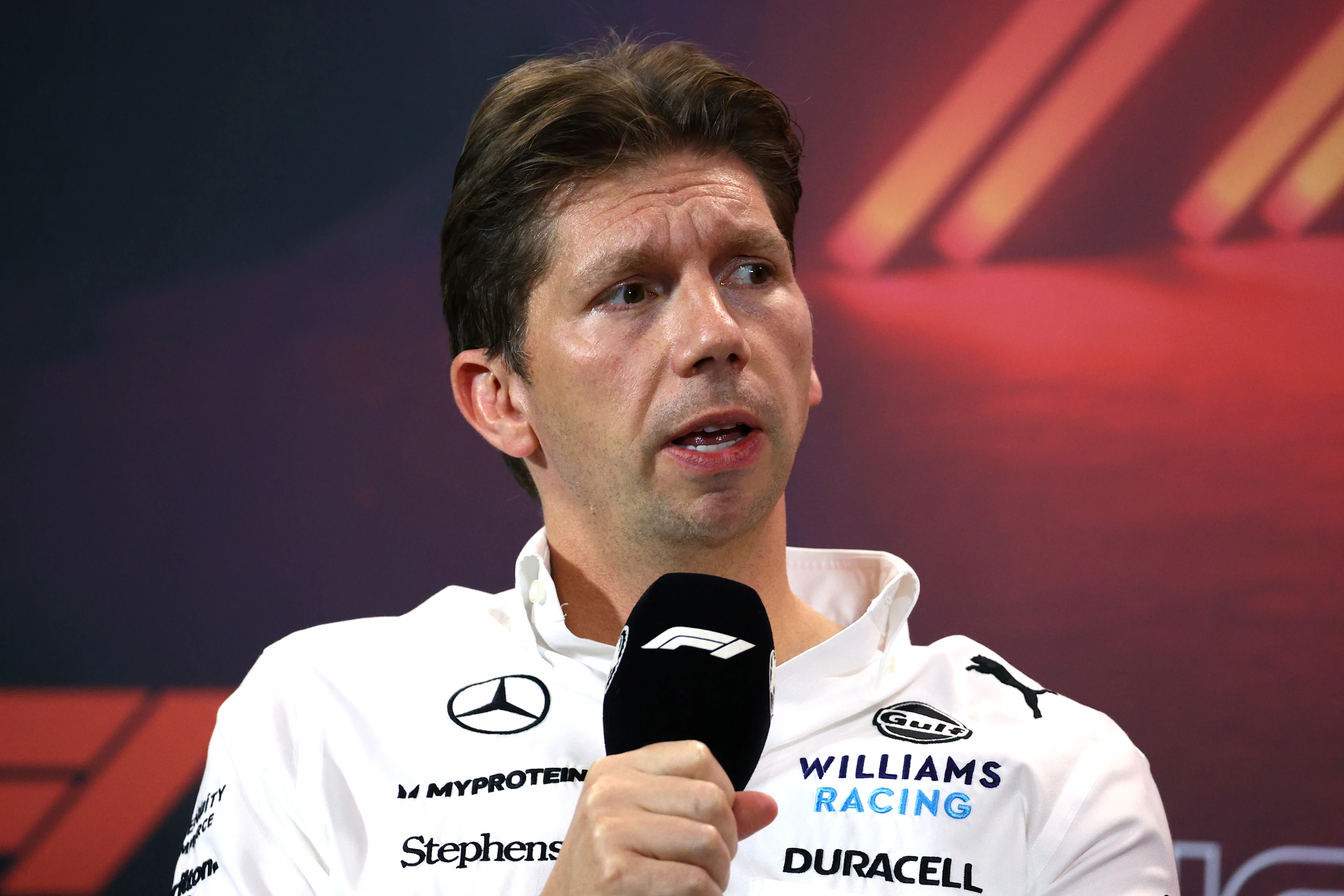 SINGAPORE, SINGAPORE - SEPTEMBER 20: James Vowles, Team Principal of Williams attends the Team Principals Press Conference during practice ahead of the F1 Grand Prix of Singapore at Marina Bay Street Circuit. (Photo by Clive Rose/Getty Images)