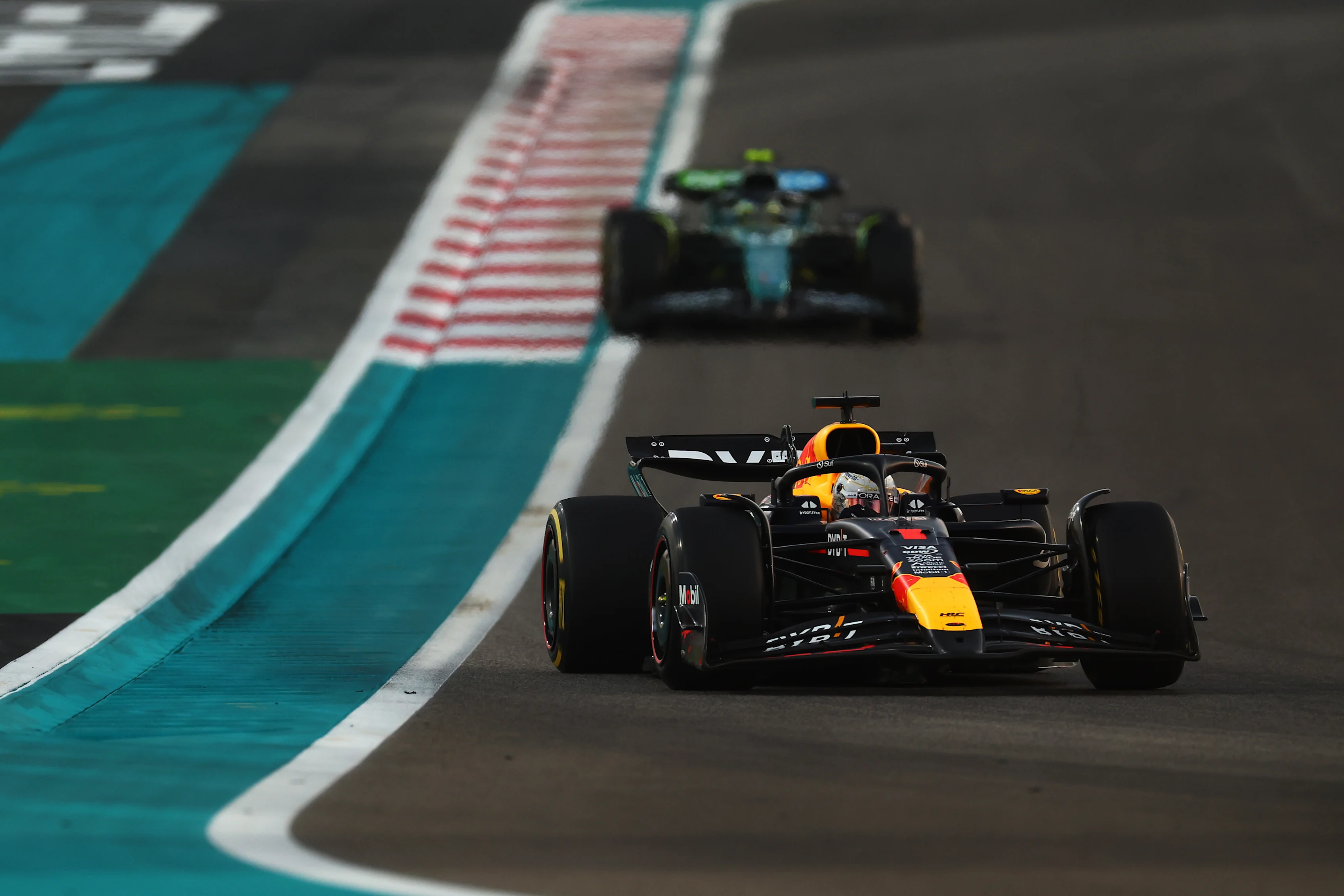 ABU DHABI, UNITED ARAB EMIRATES - DECEMBER 08: Max Verstappen of the Netherlands driving the (1) Oracle Red Bull Racing RB20 on track during the F1 Grand Prix of Abu Dhabi at Yas Marina Circuit on December 08, 2024 in Abu Dhabi, United Arab Emirates. (Photo by Bryn Lennon - Formula 1/Formula 1 via Getty Images)