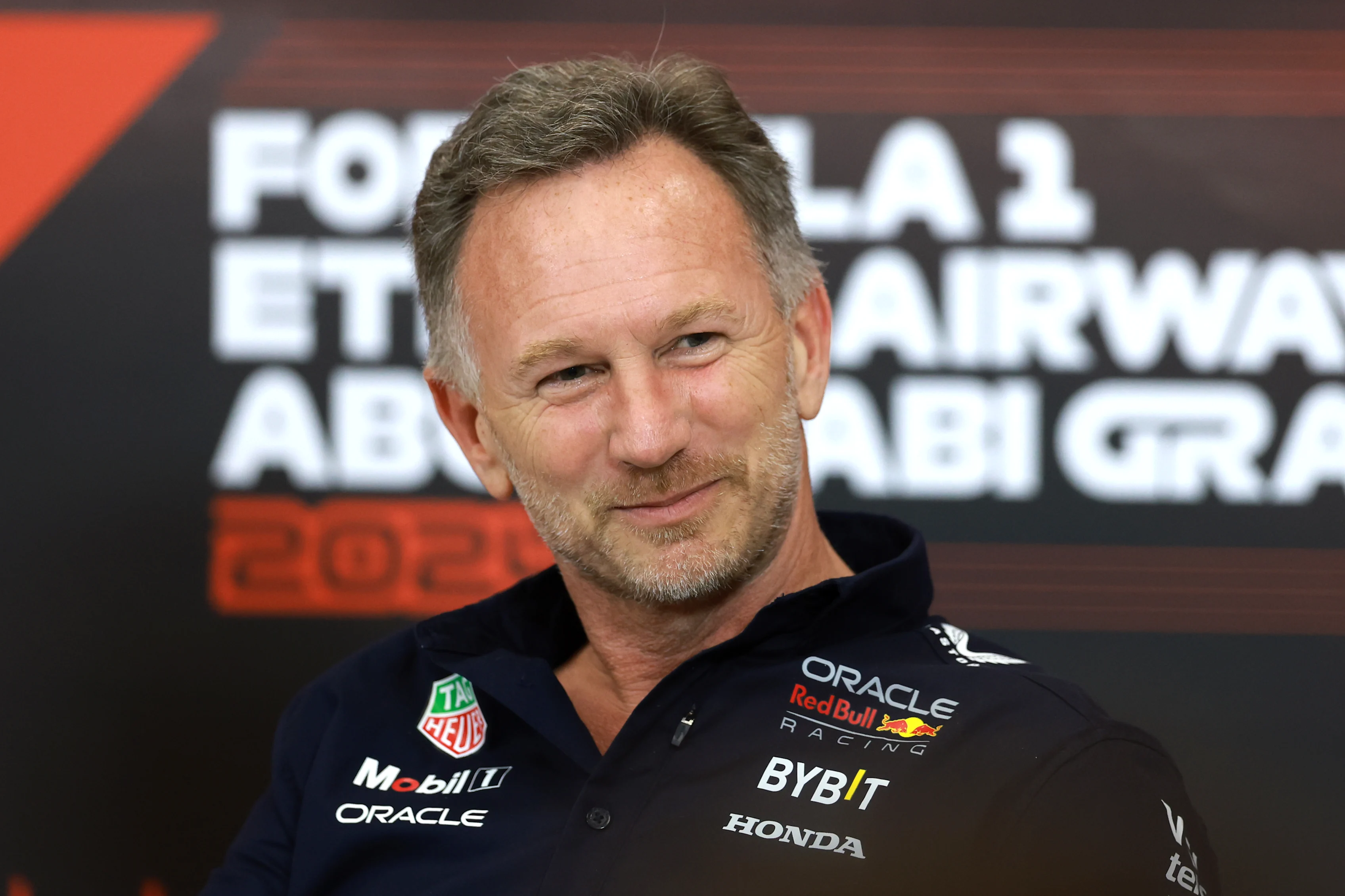 ABU DHABI, UNITED ARAB EMIRATES - DECEMBER 06: Oracle Red Bull Racing Team Principal Christian Horner attends the Team Principals Press Conference during practice ahead of the F1 Grand Prix of Abu Dhabi at Yas Marina Circuit on December 06, 2024 in Abu Dhabi, United Arab Emirates. (Photo by Bryn Lennon/Getty Images)