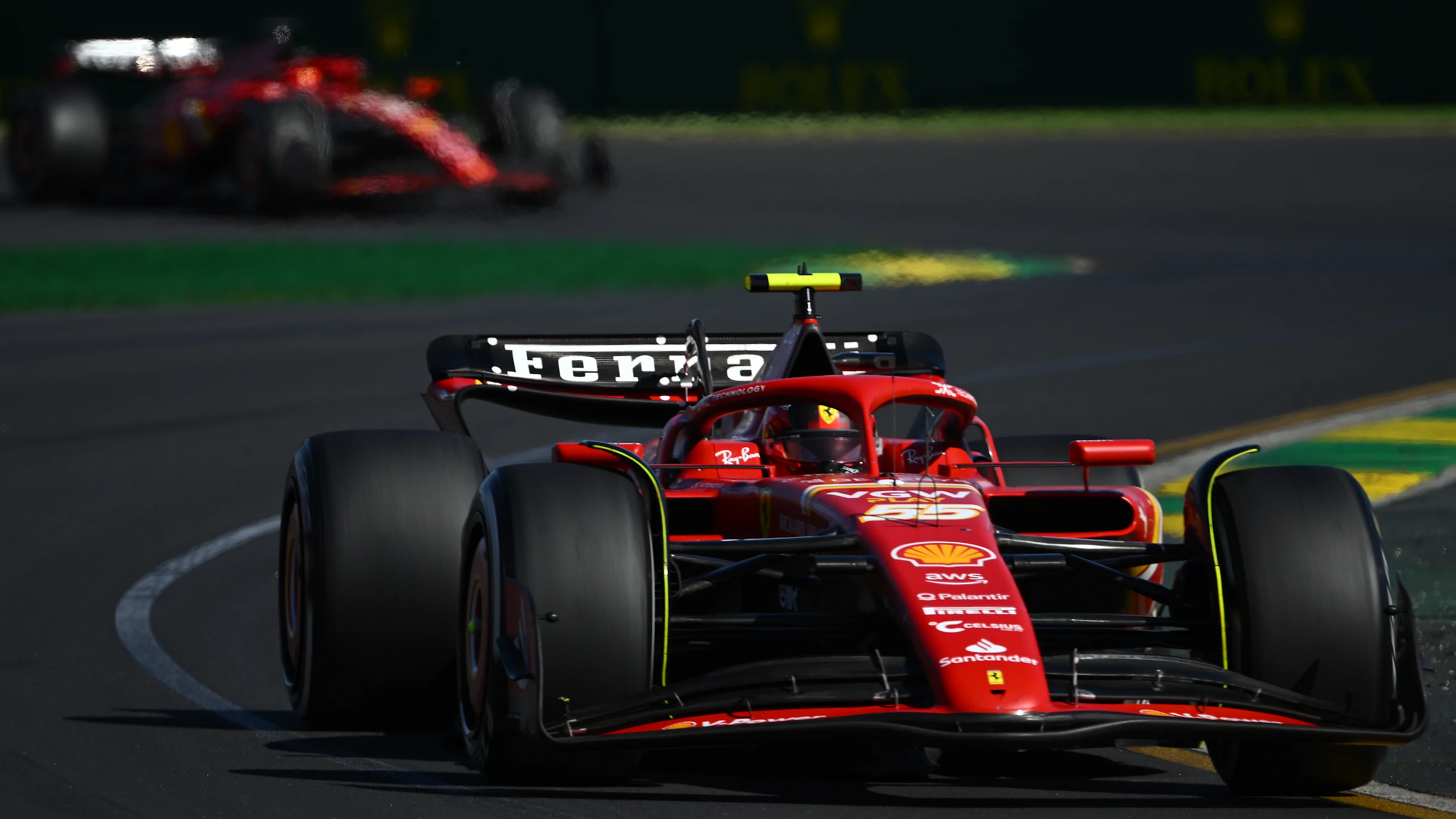 MELBOURNE, AUSTRALIA - MARCH 24: Carlos Sainz of Spain driving (55) the Ferrari SF-24 on track