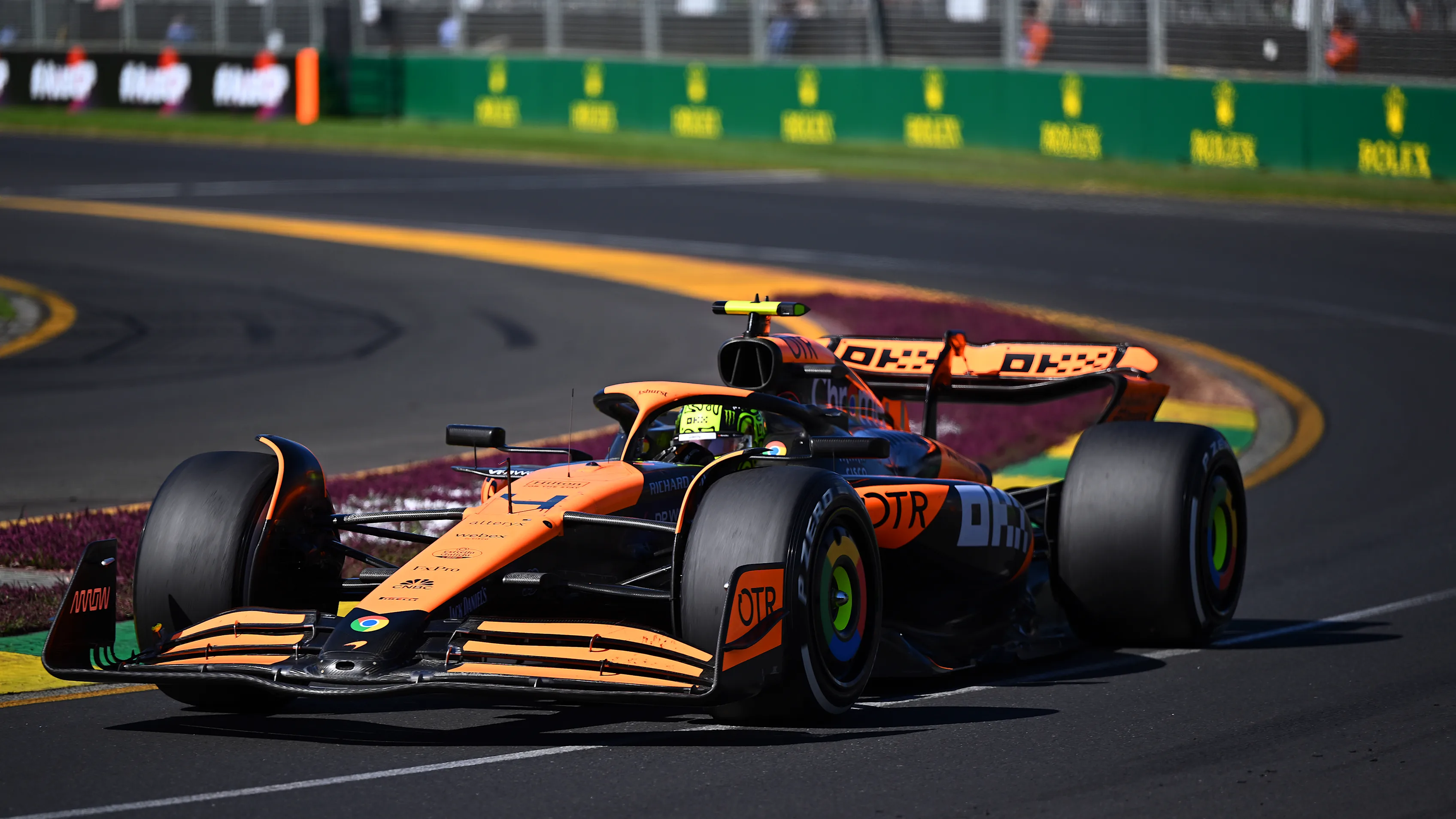 MELBOURNE, AUSTRALIA - MARCH 24: Lando Norris of Great Britain driving the (4) McLaren MCL38
