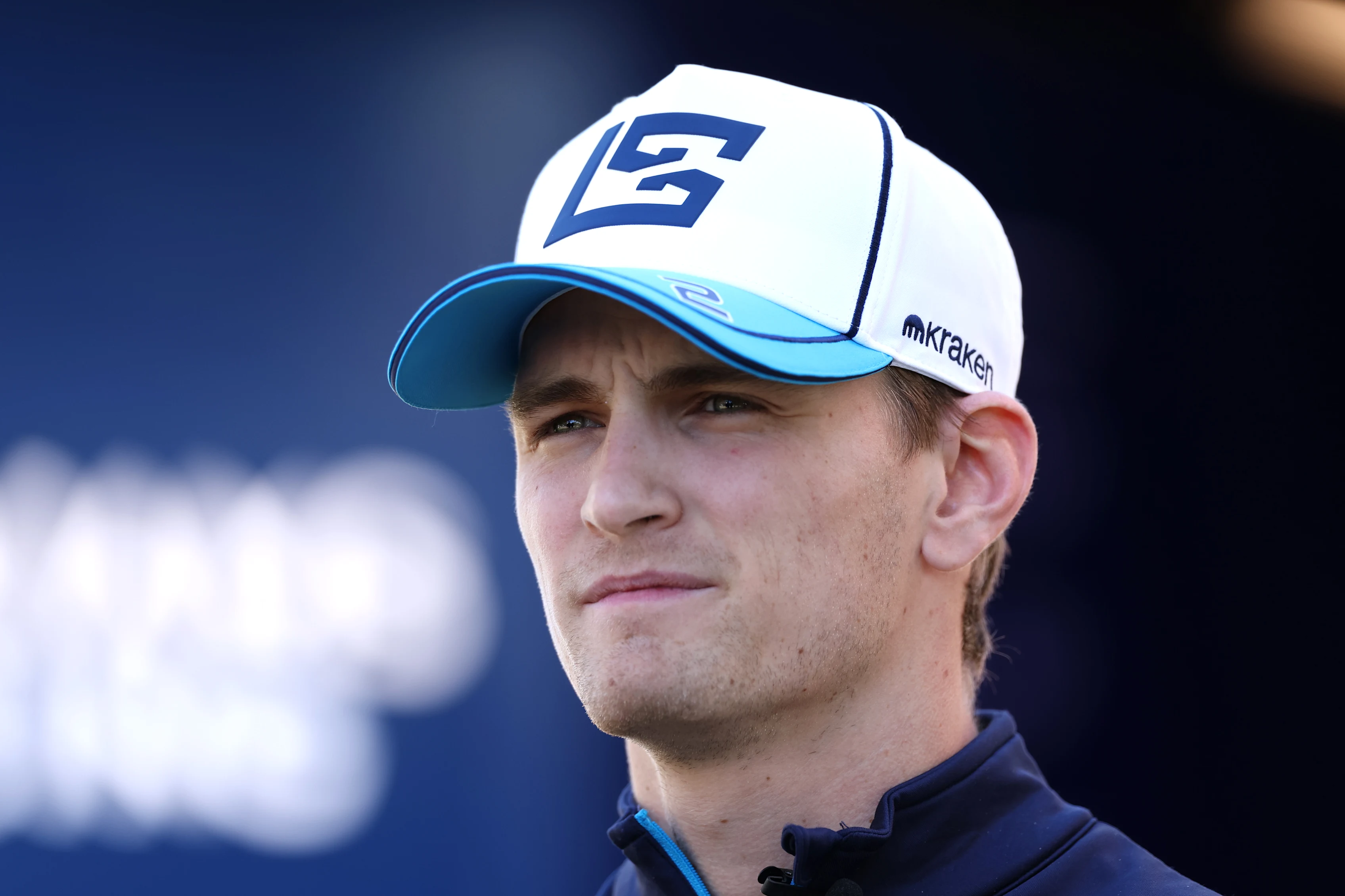 MELBOURNE, AUSTRALIA - MARCH 21: Logan Sargeant of United States and Williams looks on in the