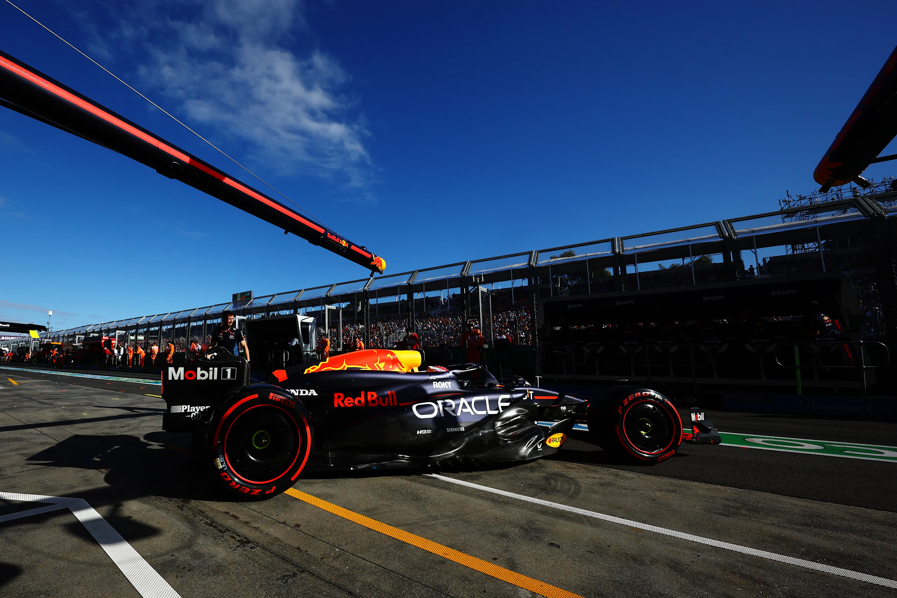MELBOURNE, AUSTRALIA - MARCH 23: Max Verstappen of the Netherlands driving the (1) Oracle Red Bull