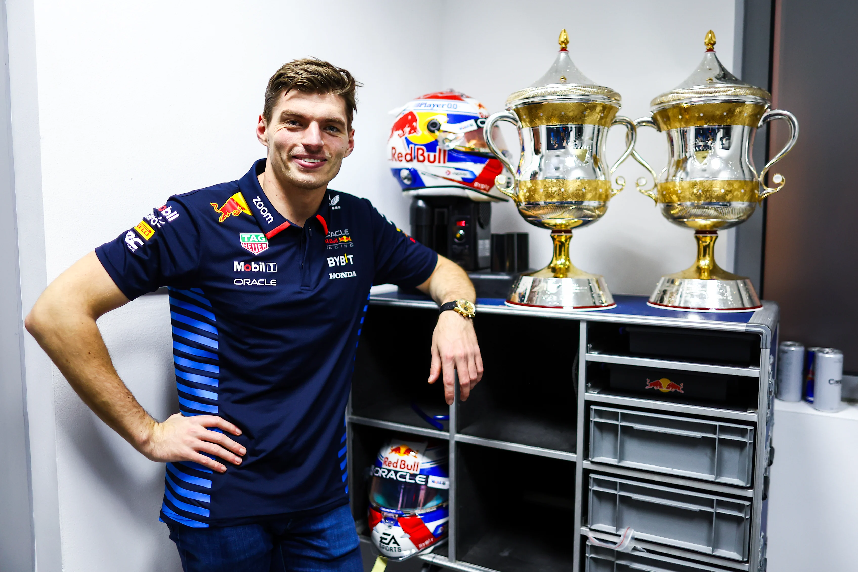BAHRAIN, BAHRAIN - MARCH 02: Race winner Max Verstappen of the Netherlands and Oracle Red Bull