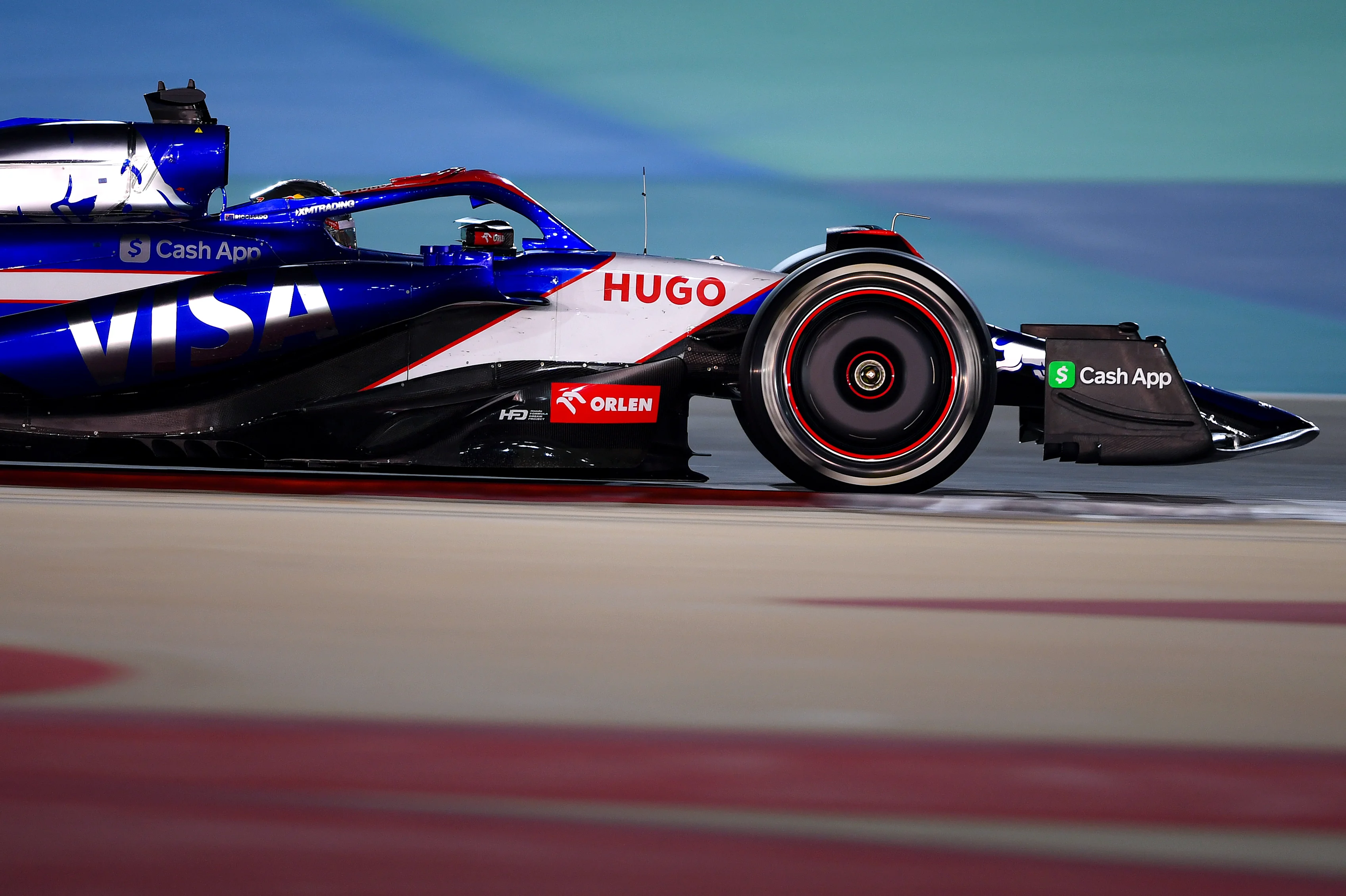 BAHRAIN, BAHRAIN - MARCH 02: Daniel Ricciardo of Australia driving the (3) Visa Cash App RB VCARB