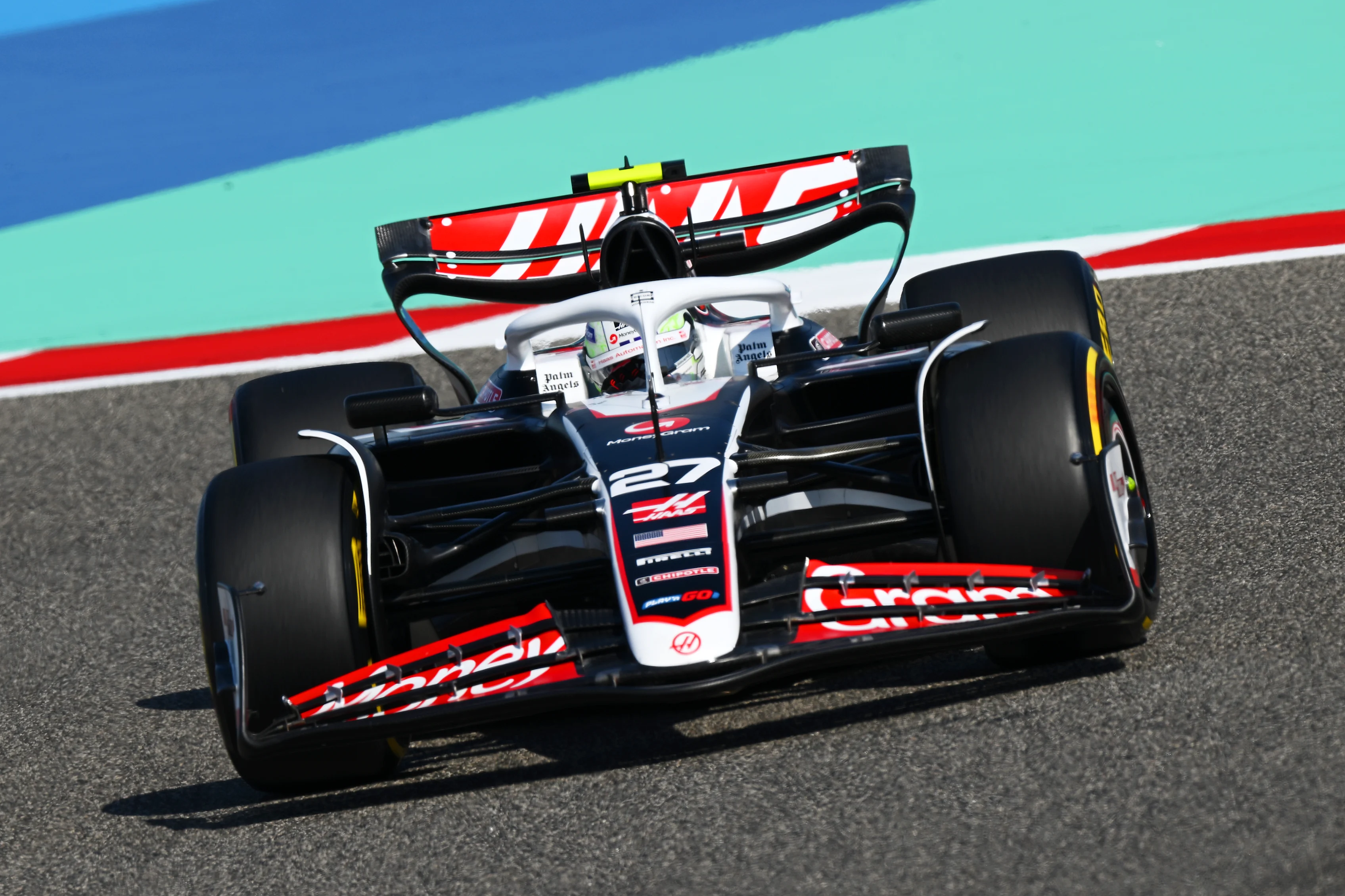 BAHRAIN, BAHRAIN - FEBRUARY 29: Nico Hulkenberg of Germany driving the (27) Haas F1 VF-24 Ferrari on track during practice ahead of the F1 Grand Prix of Bahrain at Bahrain International Circuit on February 29, 2024 in Bahrain, Bahrain. (Photo by Clive Mason/Getty Images)