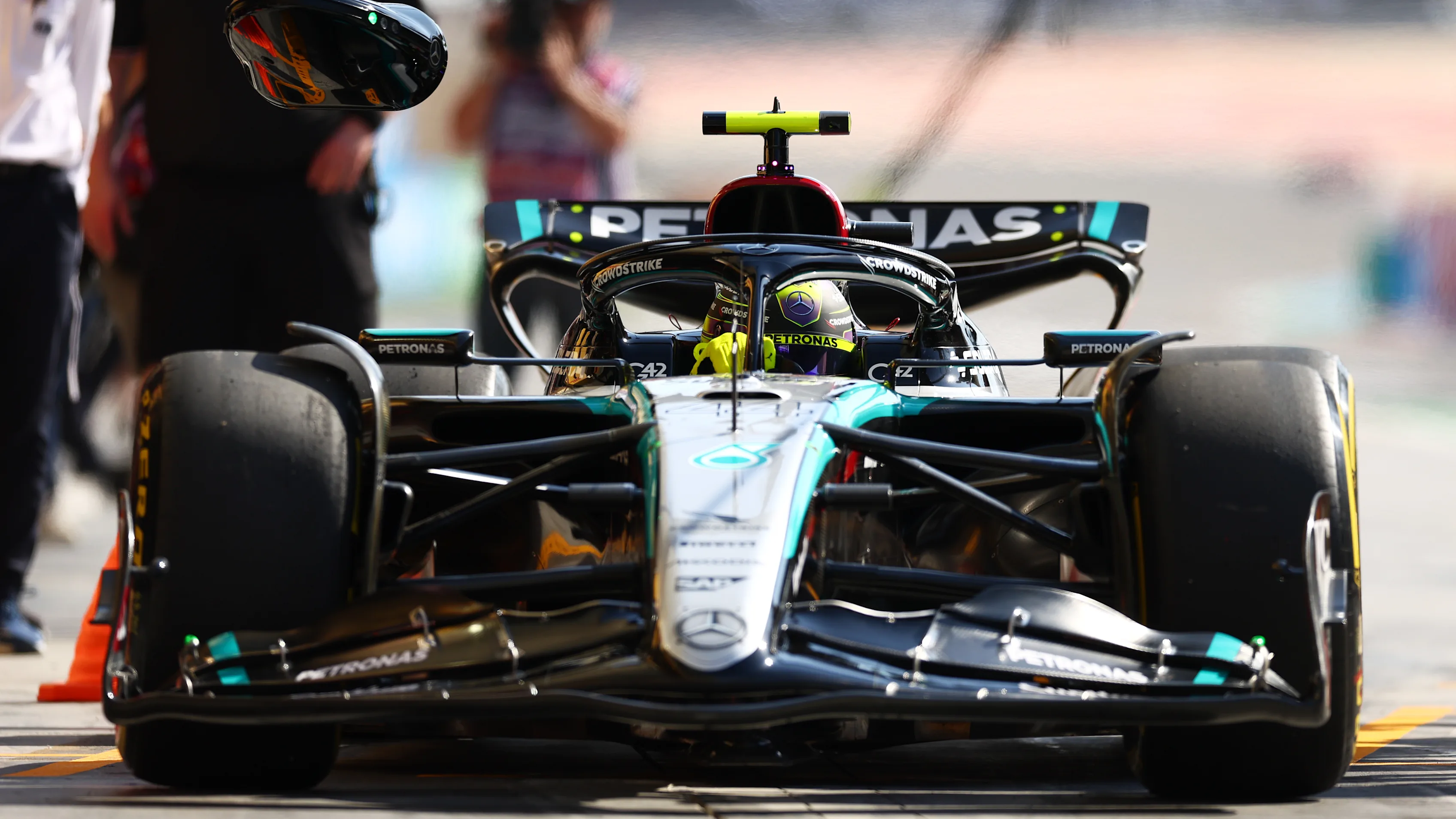 BAHRAIN, BAHRAIN - FEBRUARY 29: Lewis Hamilton of Great Britain driving the (44) Mercedes AMG