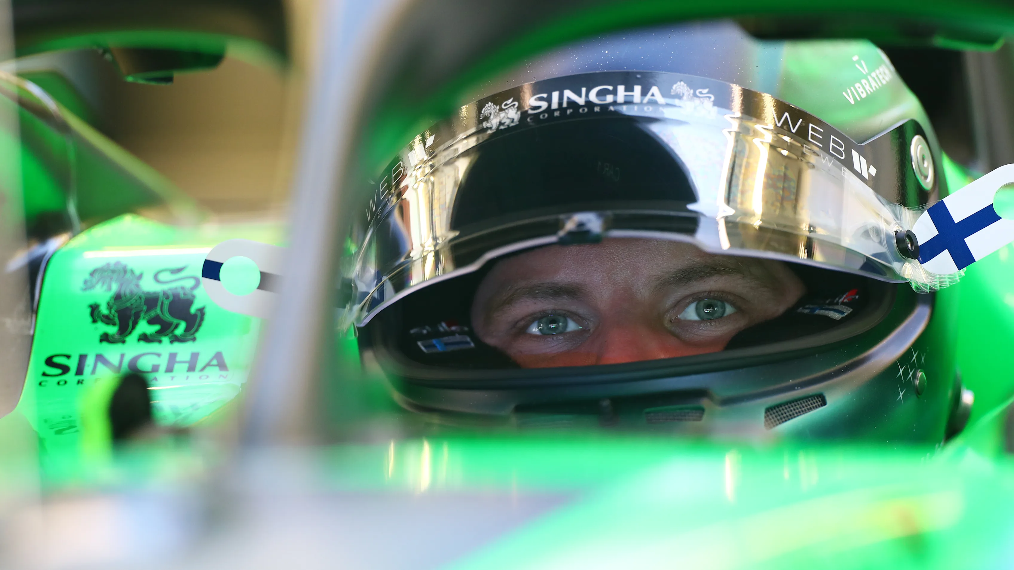 BAHRAIN, BAHRAIN - FEBRUARY 29: Valtteri Bottas of Finland and Stake F1 Team Kick Sauber prepares to drive in the garage during practice ahead of the F1 Grand Prix of Bahrain at Bahrain International Circuit on February 29, 2024 in Bahrain, Bahrain. (Photo by Peter Fox - Formula 1/Formula 1 via Getty Images)