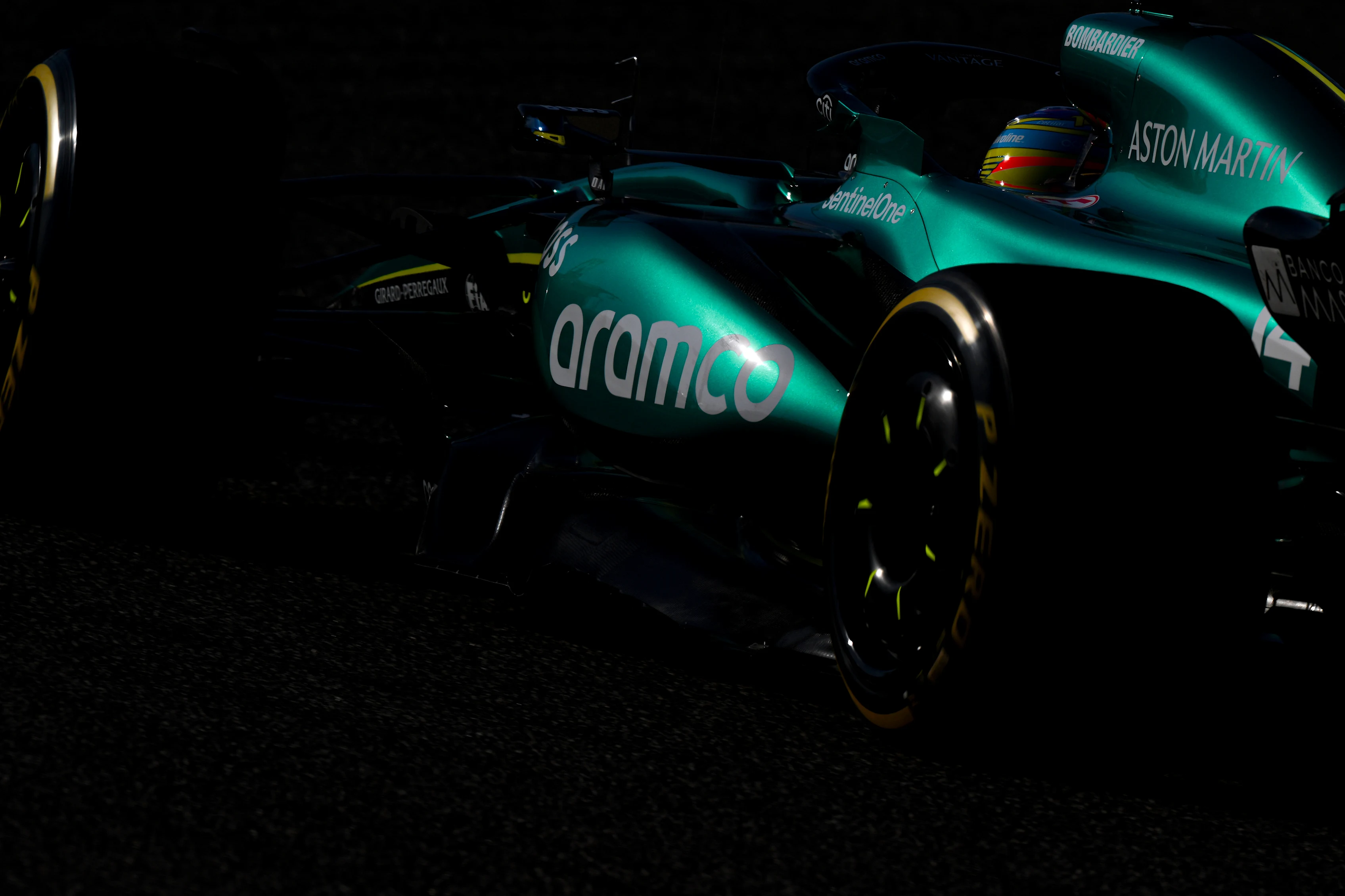 BAHRAIN, BAHRAIN - FEBRUARY 29: Fernando Alonso of Spain driving the (14) Aston Martin AMR24 Mercedes on track during practice ahead of the F1 Grand Prix of Bahrain at Bahrain International Circuit on February 29, 2024 in Bahrain, Bahrain. (Photo by Clive Mason/Getty Images)