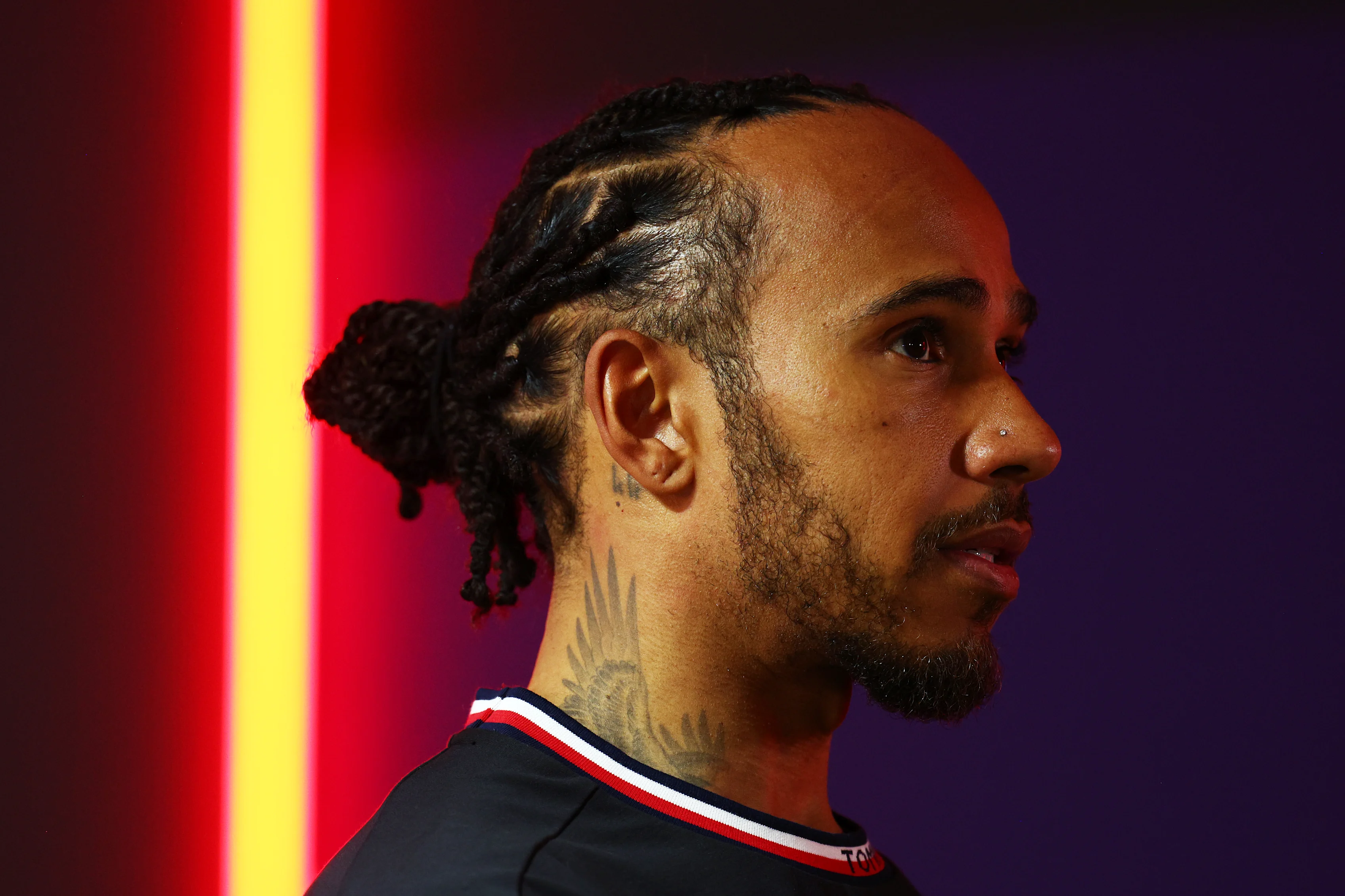 BAHRAIN, BAHRAIN - MARCH 01: 9th placed qualifier Lewis Hamilton of Great Britain and Mercedes