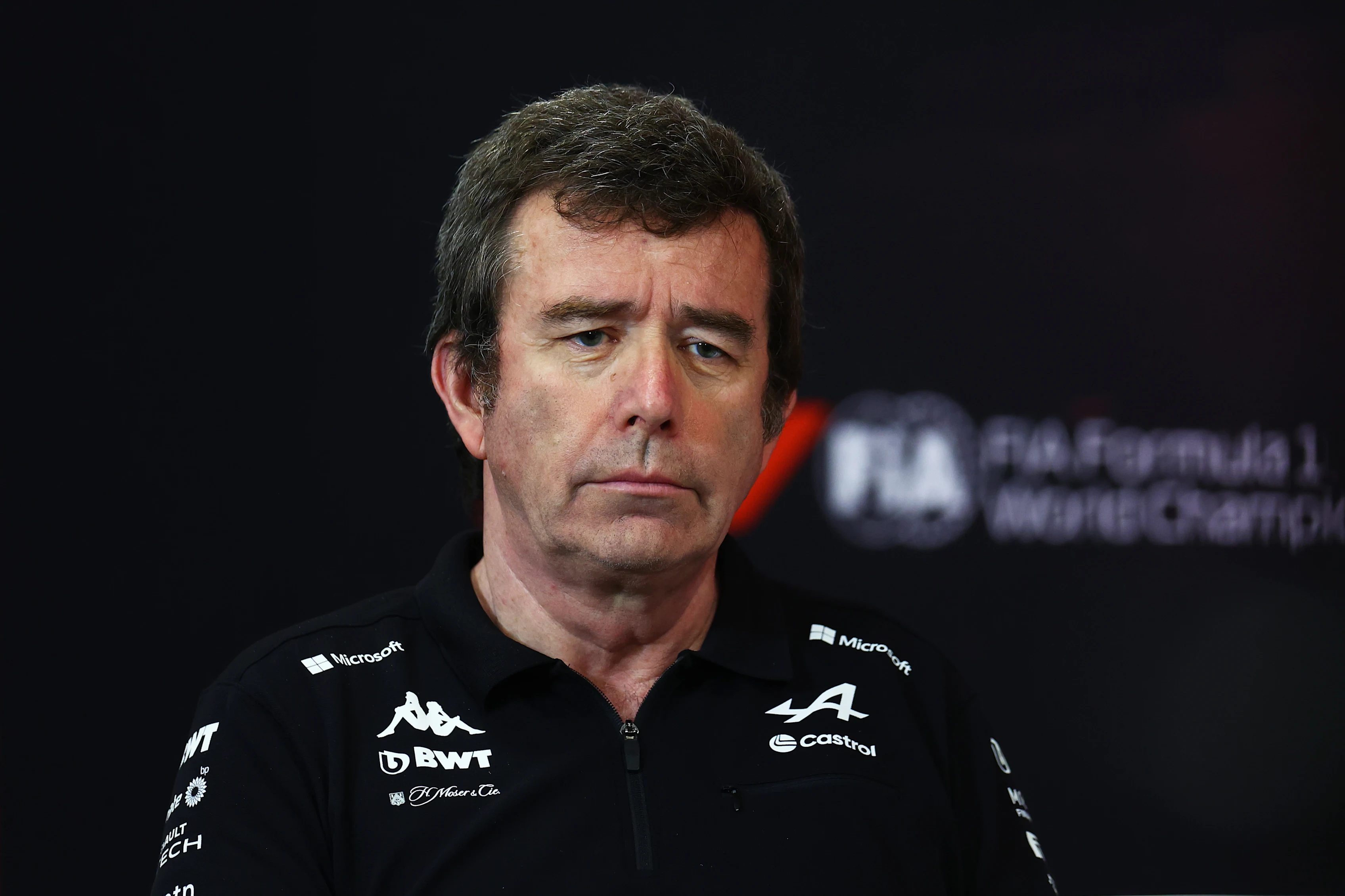 SPA, BELGIUM - JULY 26: Bruno Famin, Team Principal of Alpine F1 attends the Team Principals Press