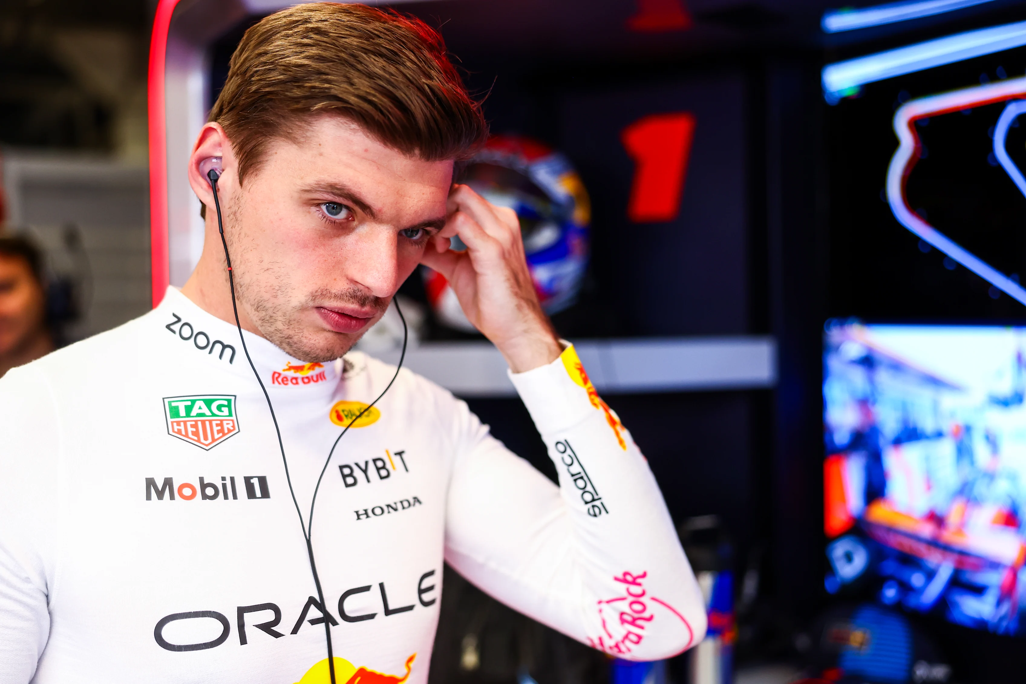 SAO PAULO, BRAZIL - NOVEMBER 01: Max Verstappen prepares to drive in the garage prior to practice ahead of the F1 Grand Prix of Brazil at Autodromo Jose Carlos Pace on November 01, 2024 in Sao Paulo, Brazil. (Photo by Mark Thompson/Getty Images)