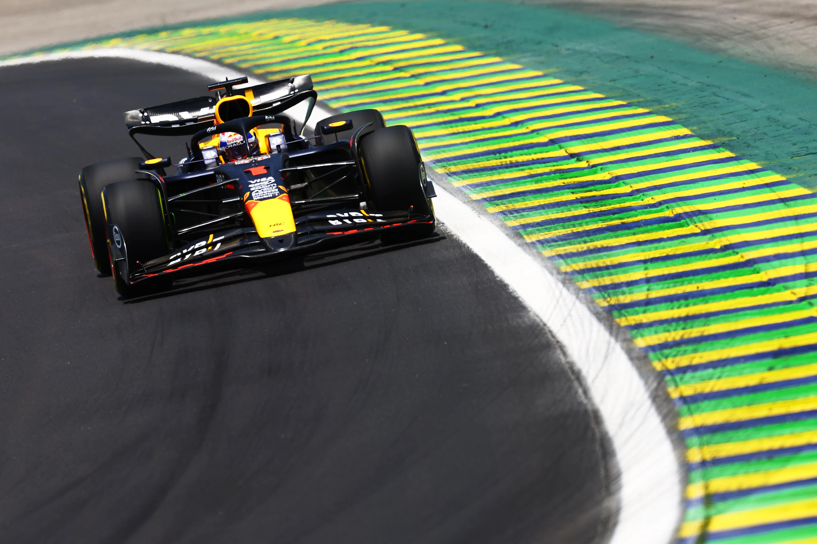 SAO PAULO, BRAZIL - NOVEMBER 01: Max Verstappen on track during practice ahead of the F1 Grand Prix of Brazil at Autodromo Jose Carlos Pace on November 01, 2024 in Sao Paulo, Brazil. (Photo by Mark Thompson/Getty Images)